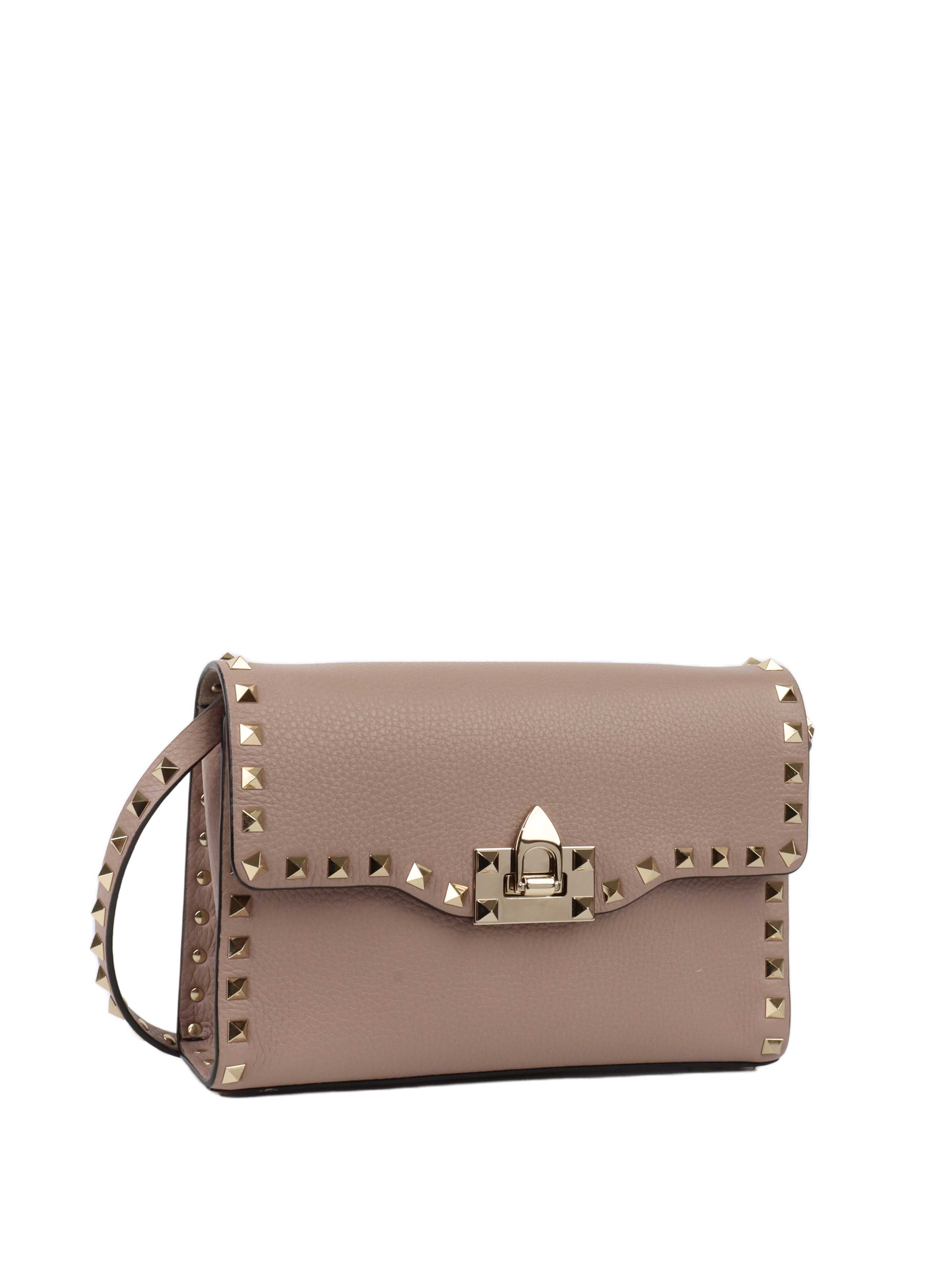 Valentino Small Rockstud Grainy Calfskin Crossbody Bag.