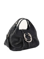 Bvlgari Black Leather Shoulder Bag with Handles.