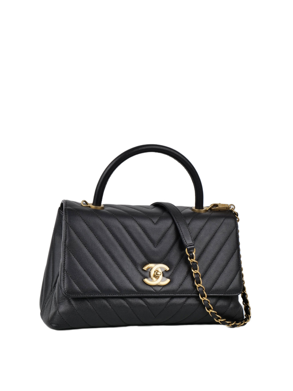 Chanel Medium Dark Grey Coco Handle GHW.