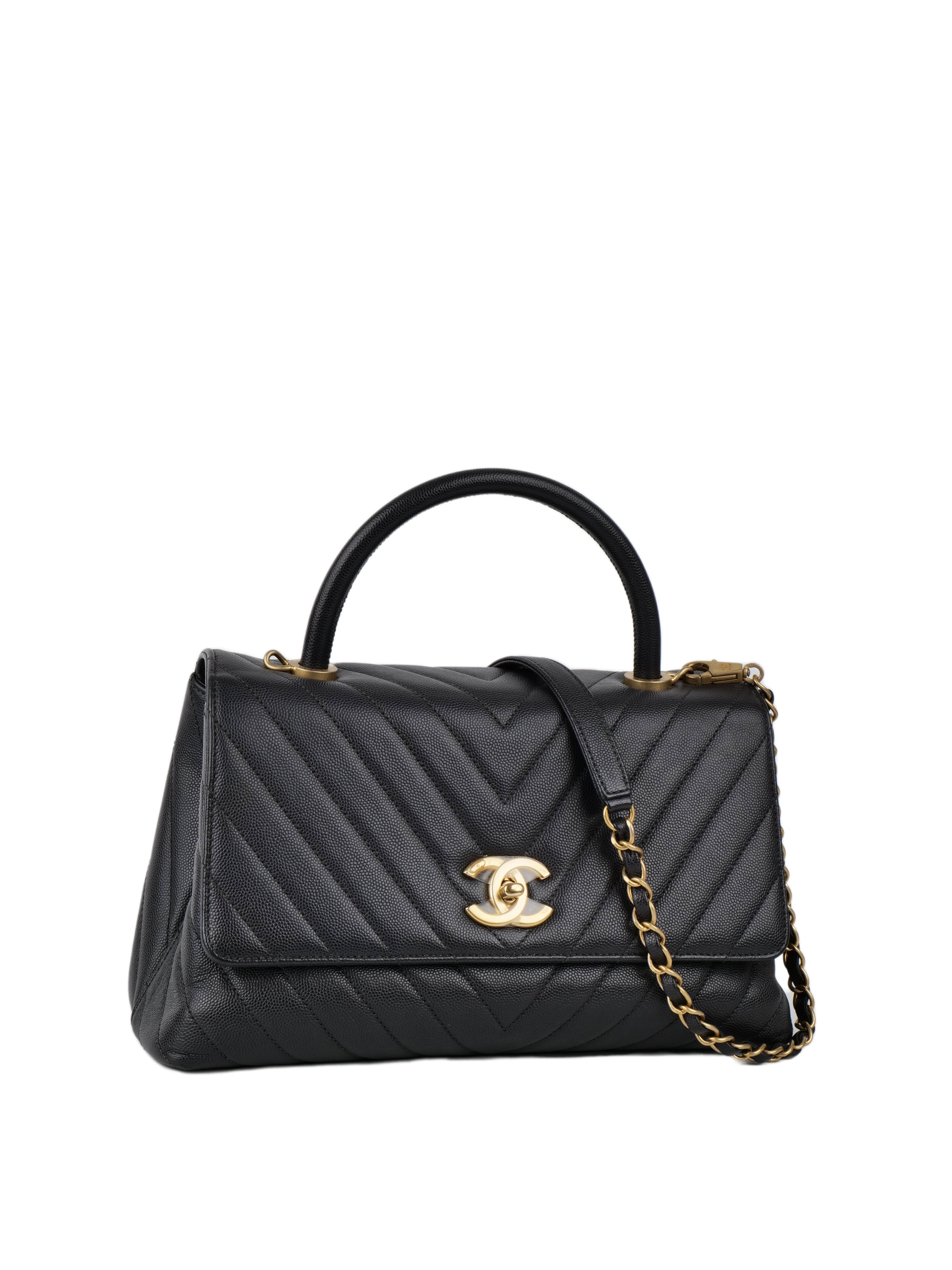 Chanel Medium Dark Grey Coco Handle GHW.