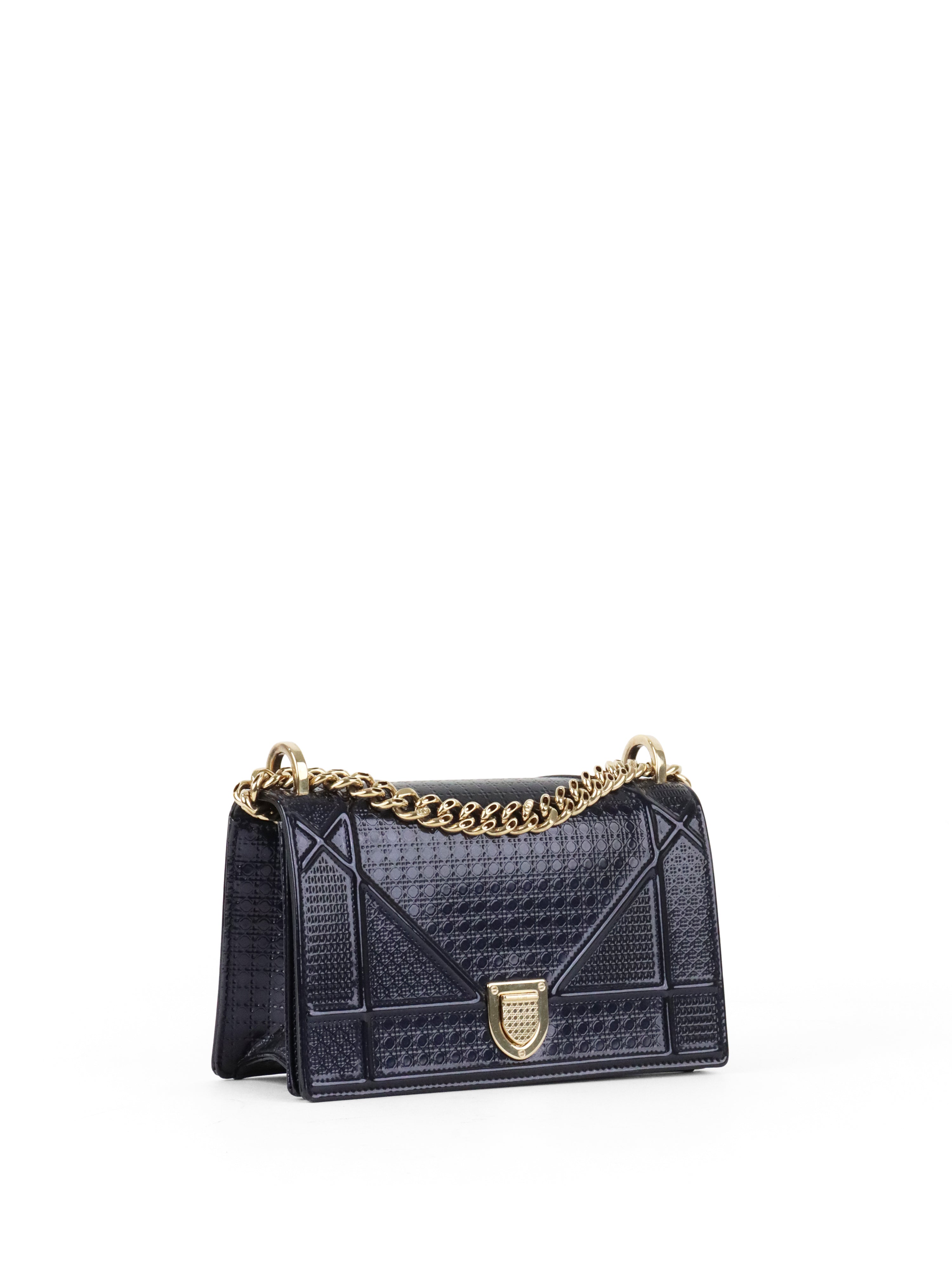 Dior Small Metallic Navy Diorama Bag LGHW
