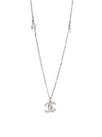 Chanel Silver Crystal CC Long Necklace
