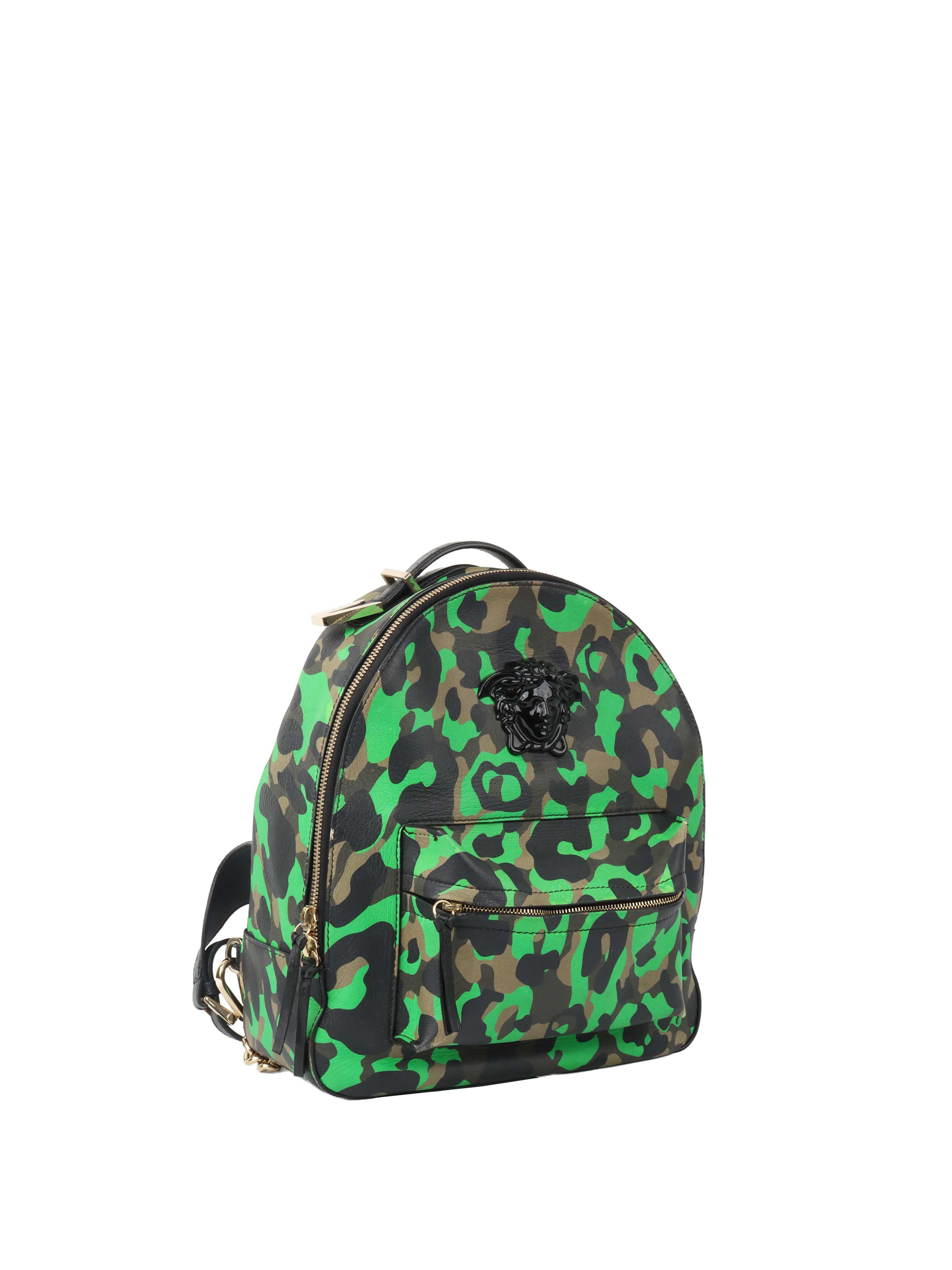 Versace Black and Green Medusa Backpack