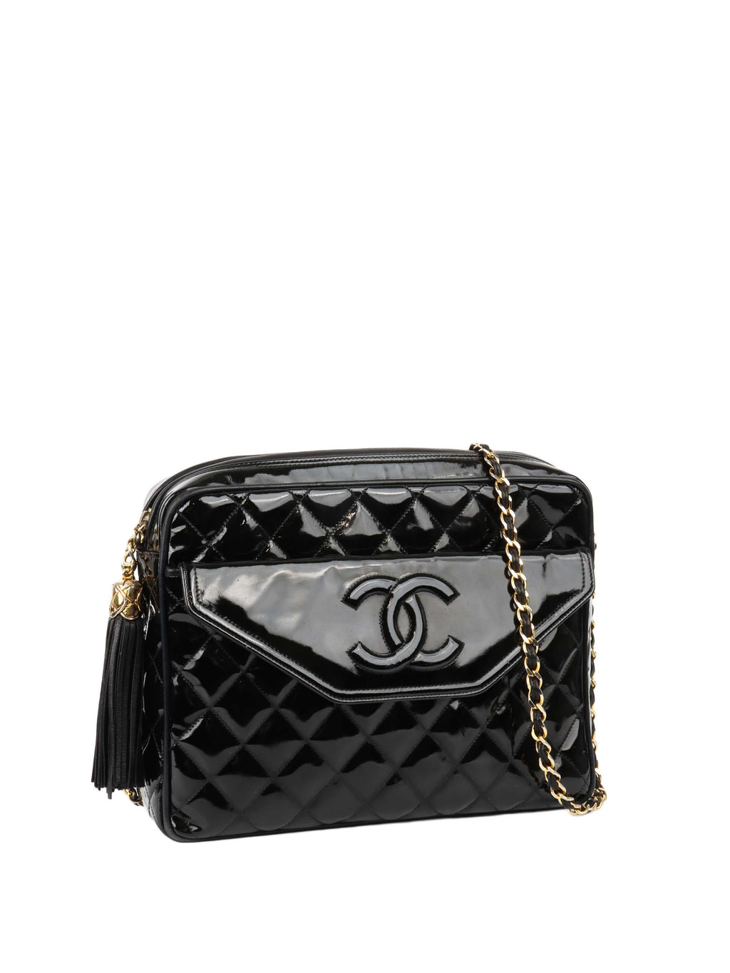 Chanel Black Patent Shoulder Bag.