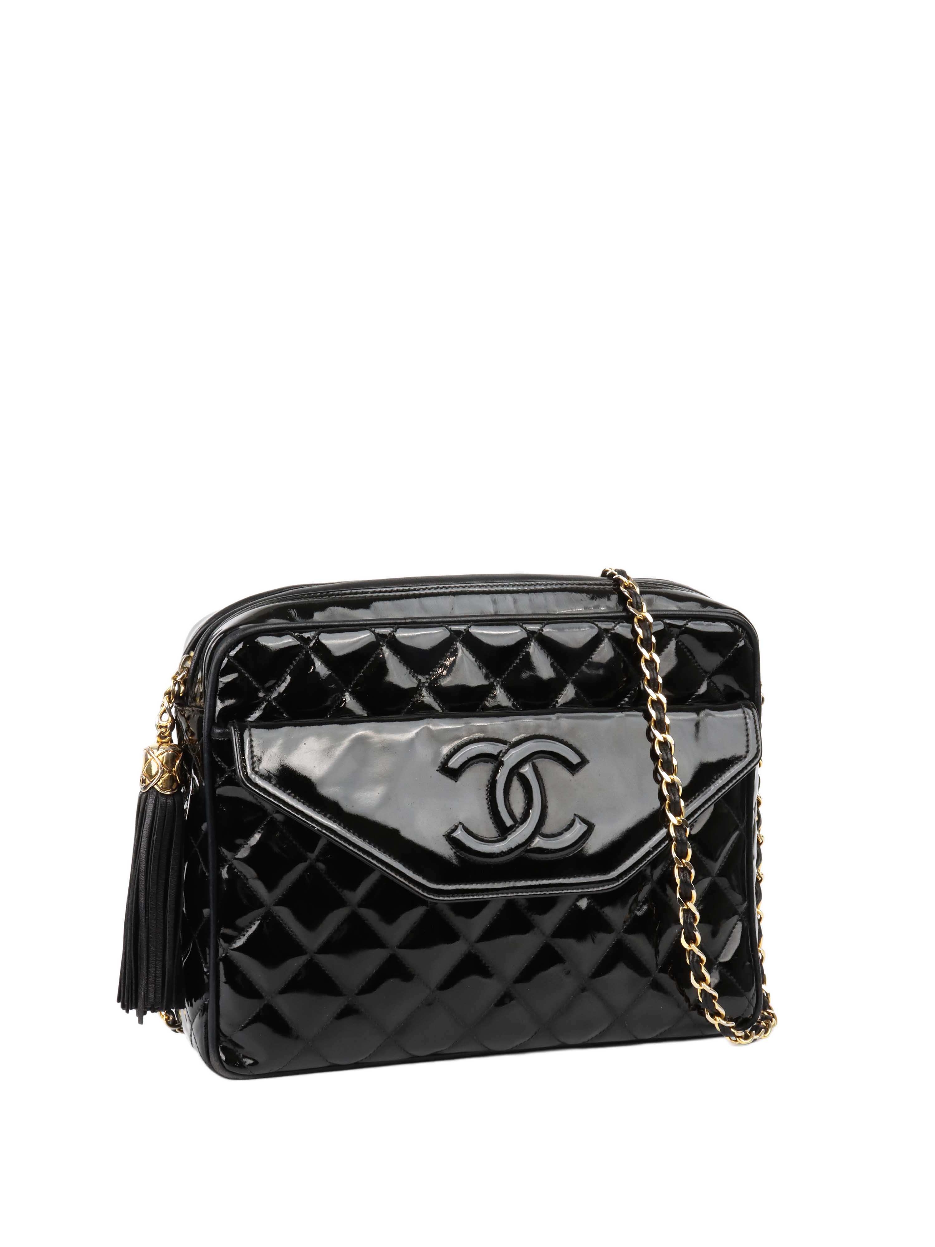 Chanel Black Patent Shoulder Bag.
