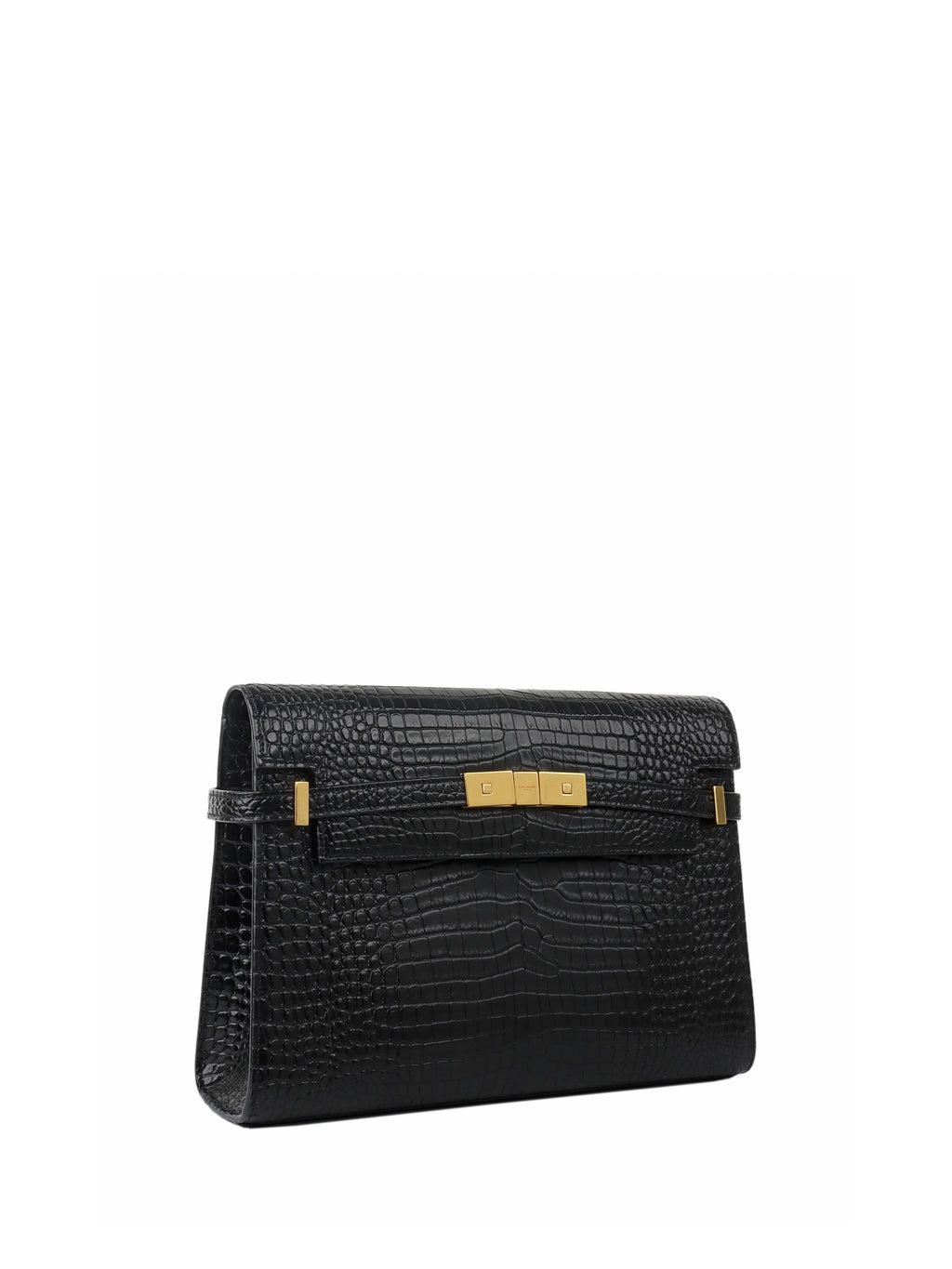 Saint Laurent Medium Manhattan Shiny Crocodile Shoulder Bag.