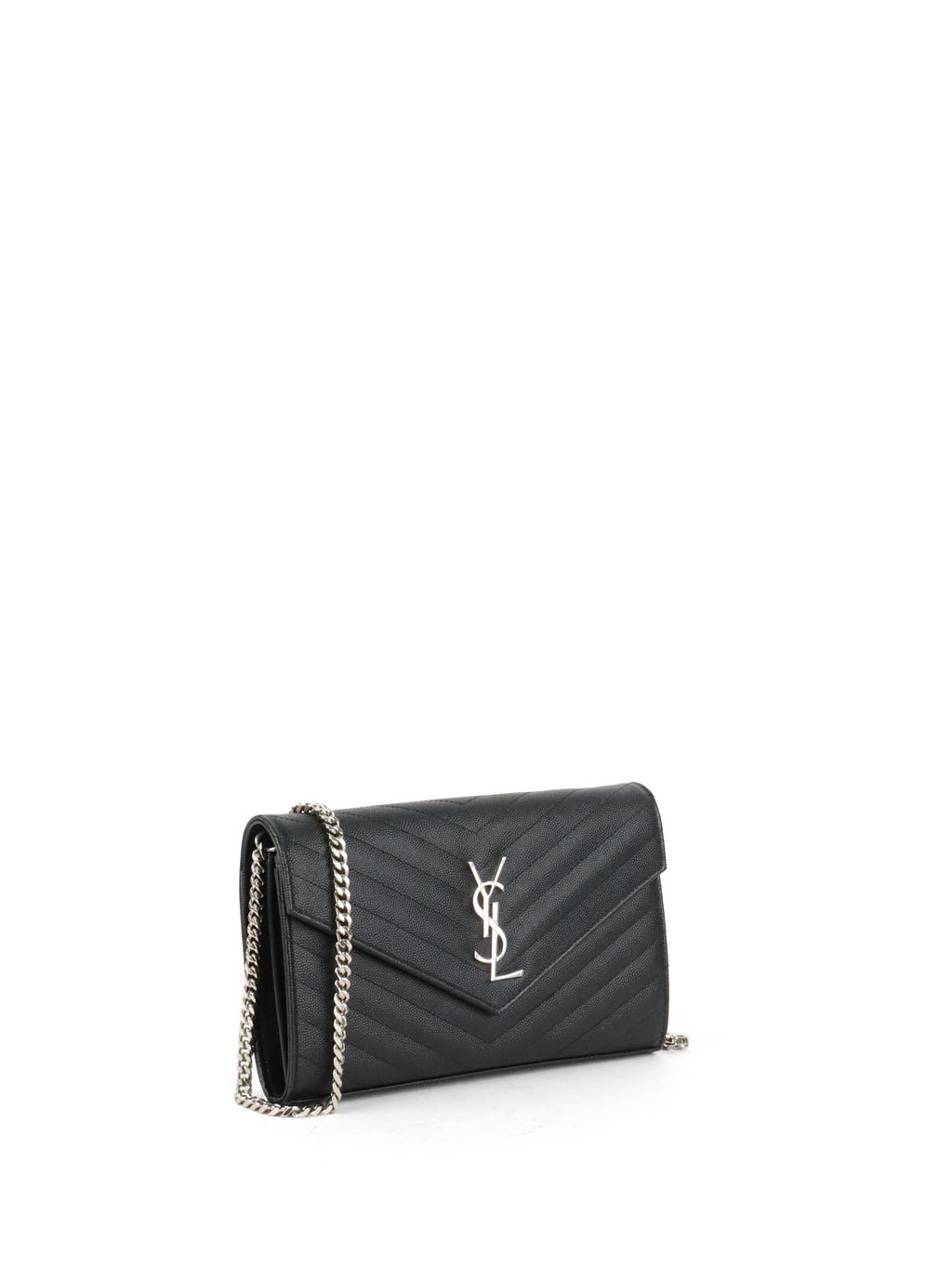 Saint Laurent Black Cassandre Envelope Chain Wallet