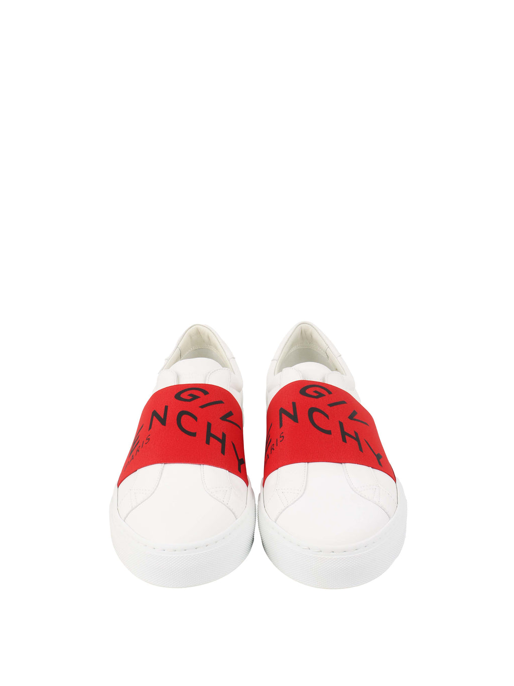 Givenchy White & Red Urban Street Low Logo Elastic Sneaker.