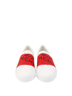 Givenchy White & Red Urban Street Low Logo Elastic Sneaker.