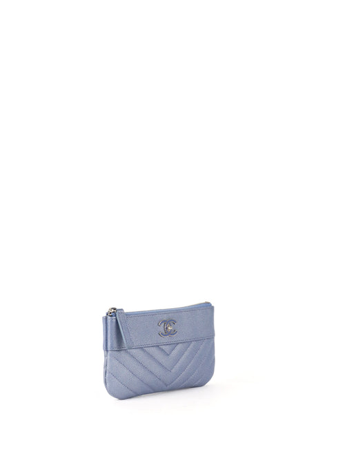 Chanel 19P Iridescent Blue Chevron Pouch