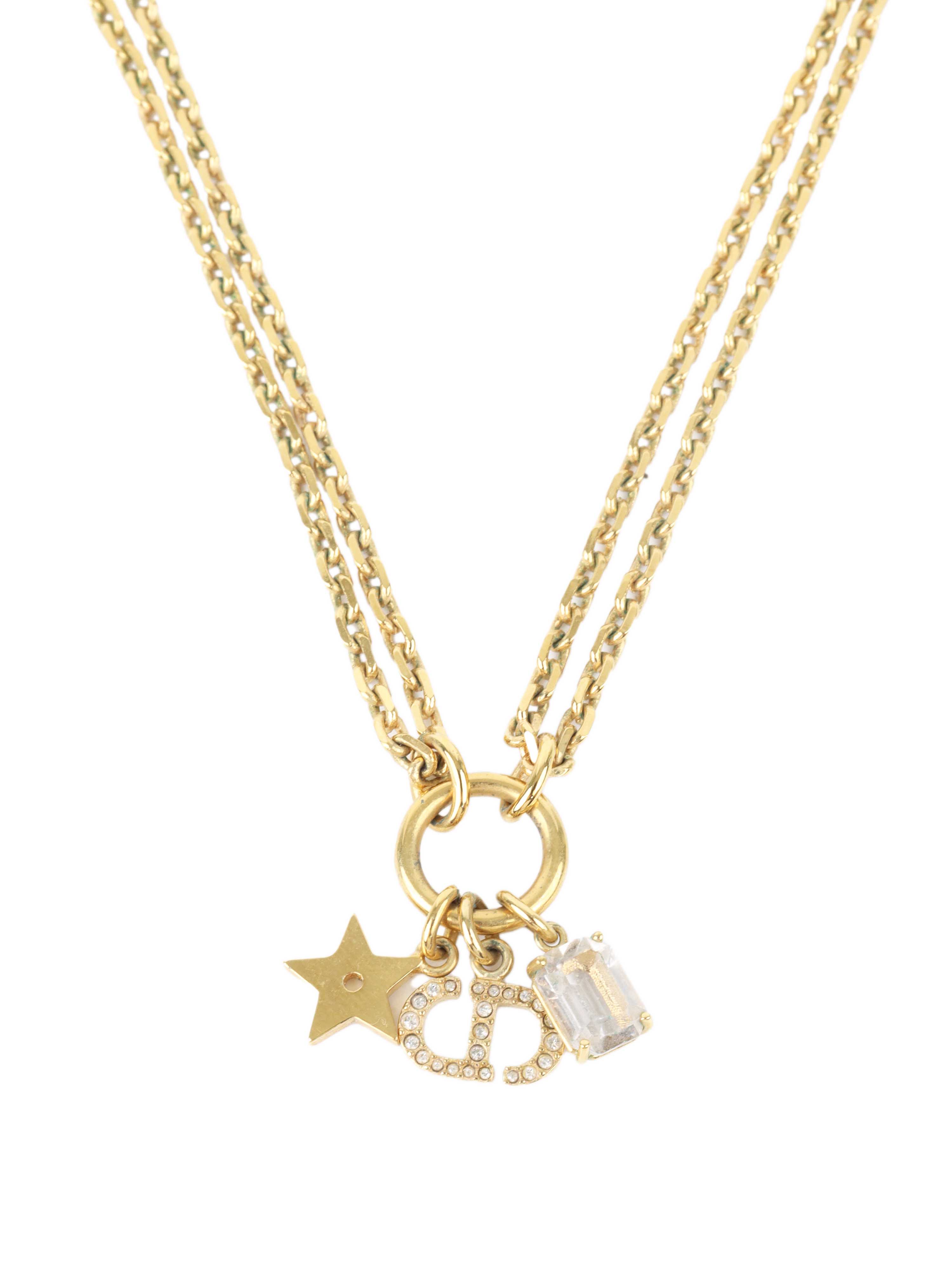 Dior CD Gold chain with Crystal Charm Choker