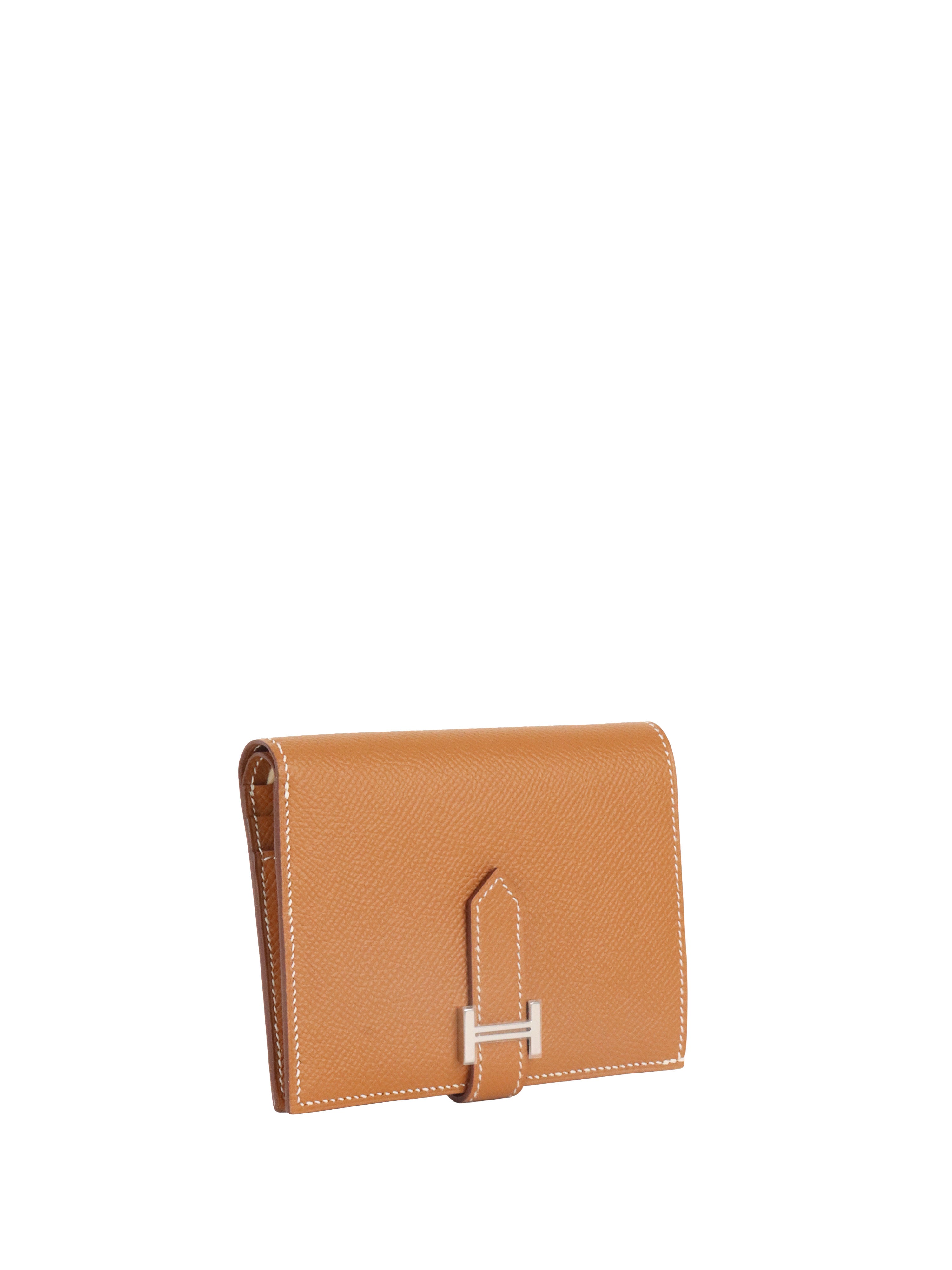 Hermes Gold Epsom Bearn Compact Wallet PHW.