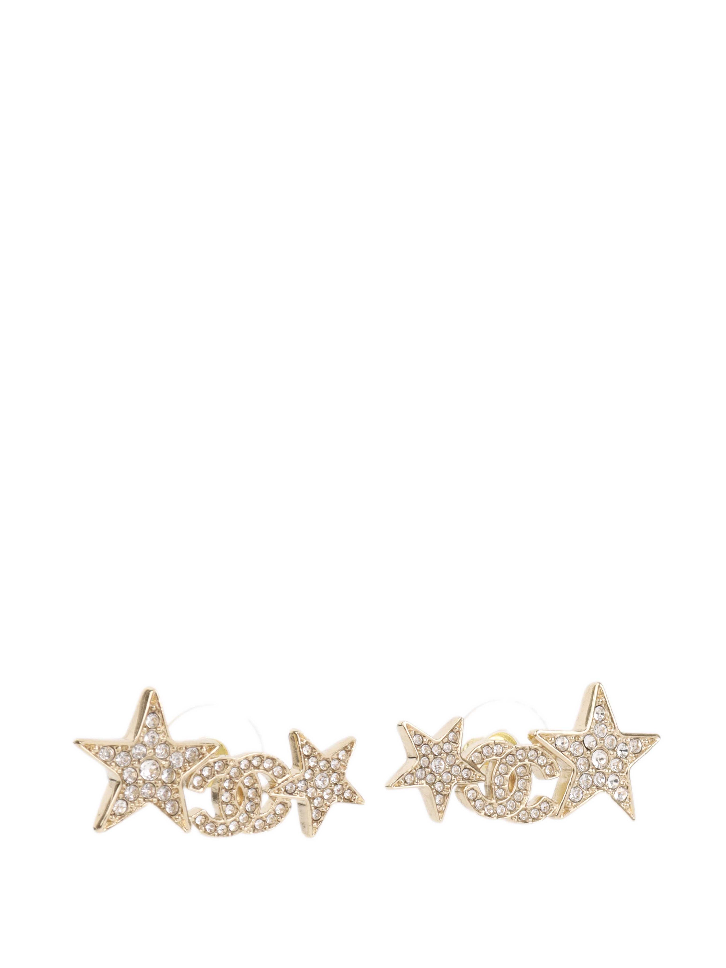 Chanel Gold Crystal Stars and CC Earrings.