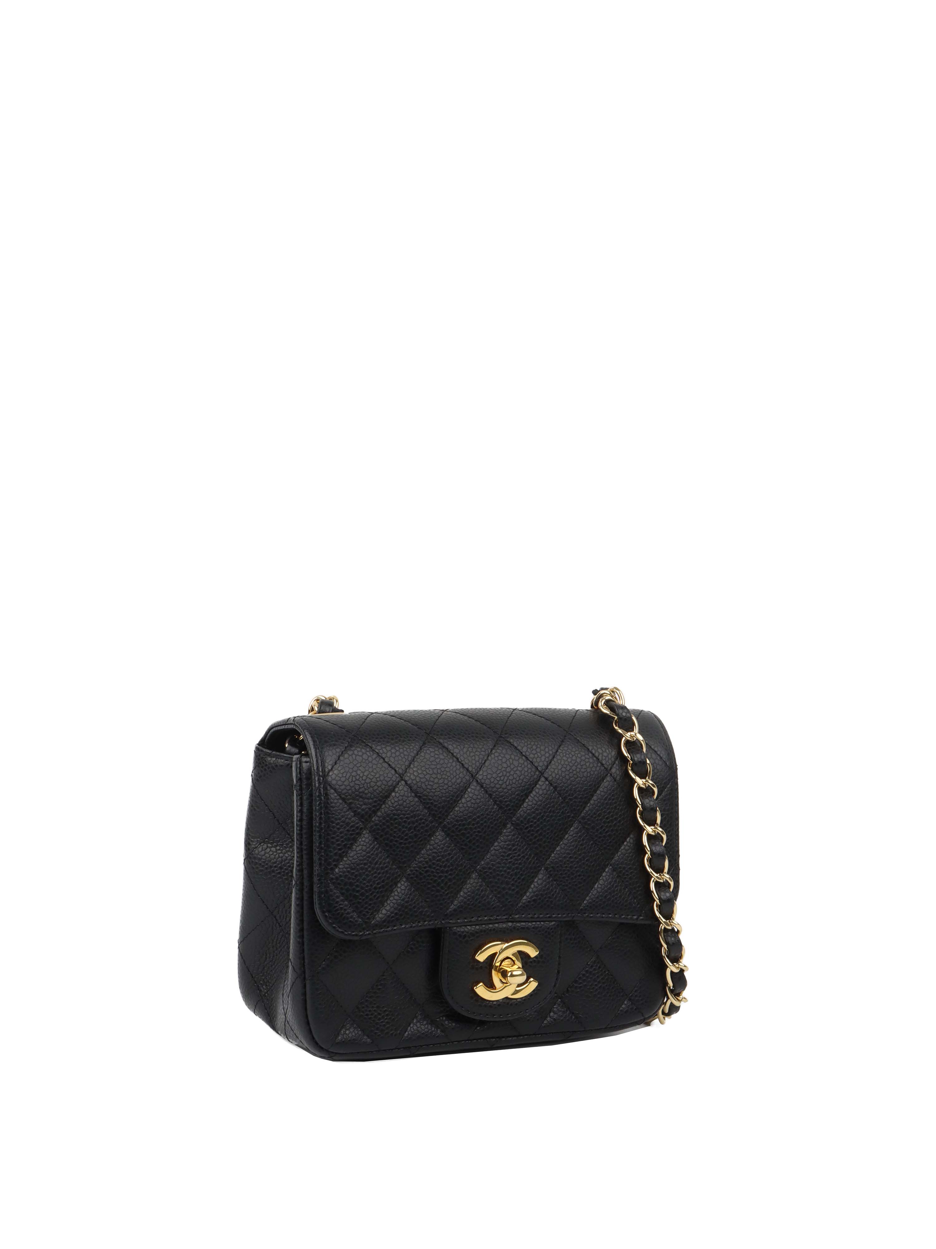 Chanel Black Mini Caviar Square Flap Bag.