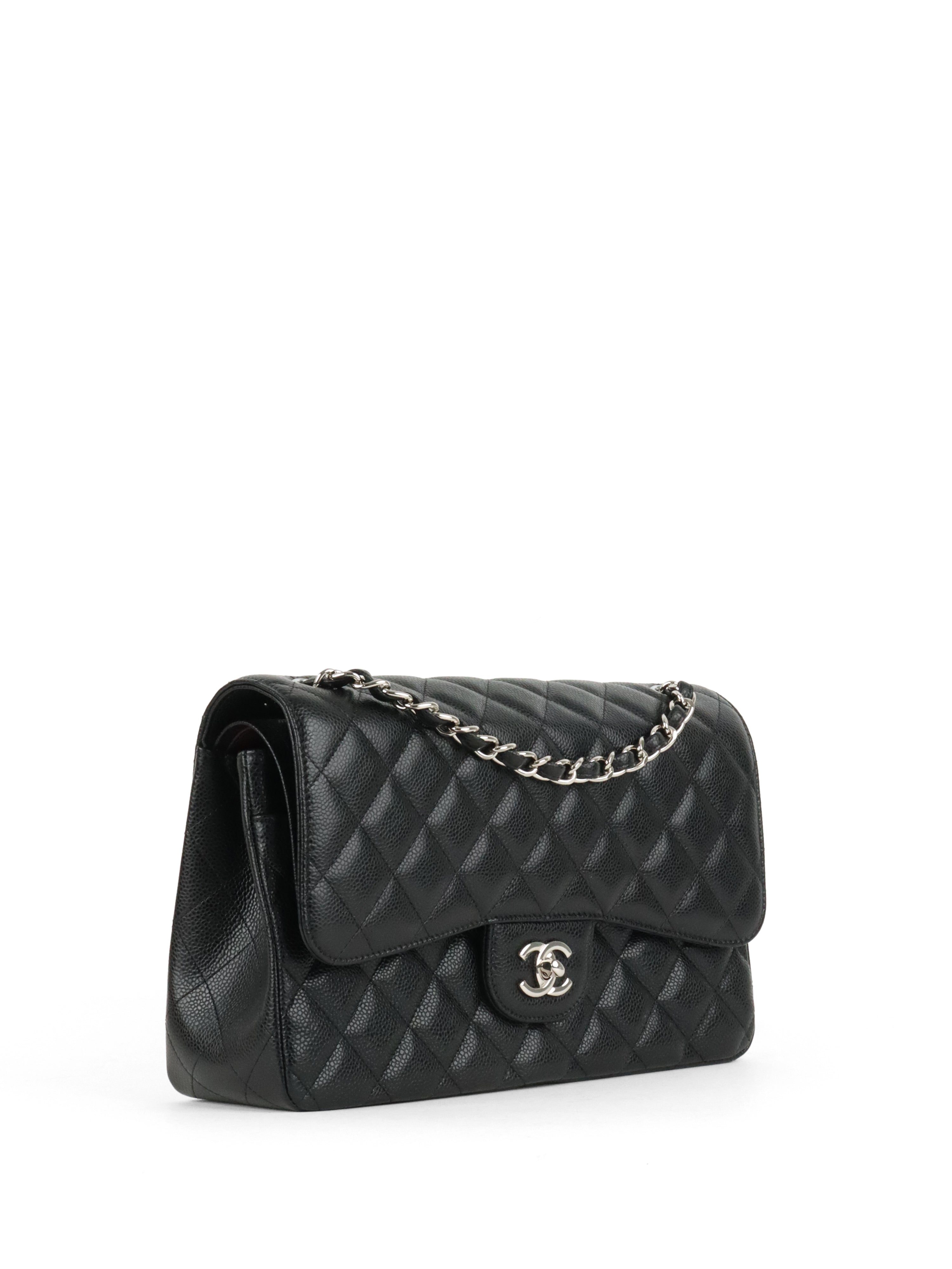 Chanel Black Caviar Jumbo Classic Flap SHW