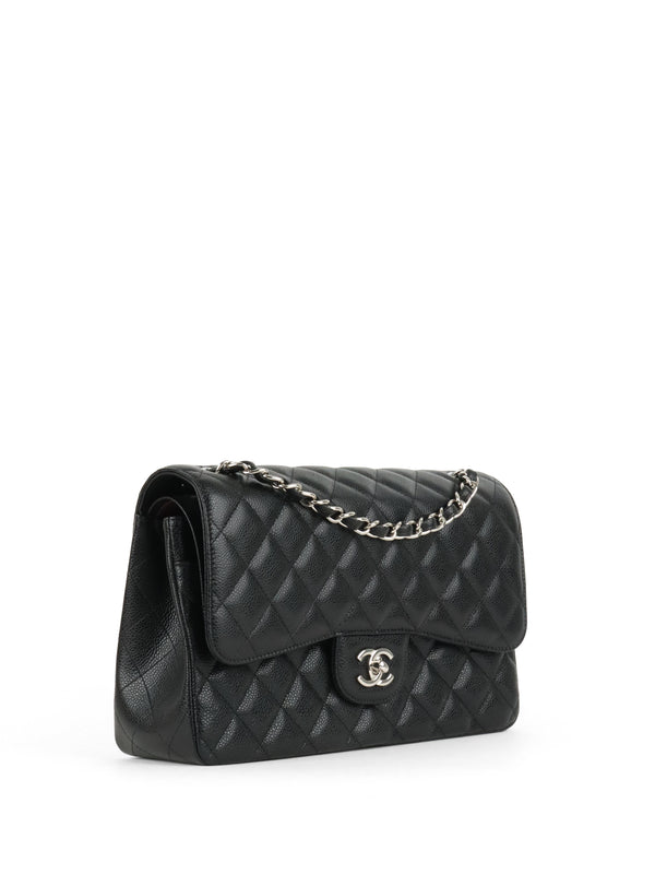 Chanel Black Caviar Jumbo Classic Flap SHW