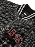 Balmain 1946 Strass Striped Bomber Jacket.