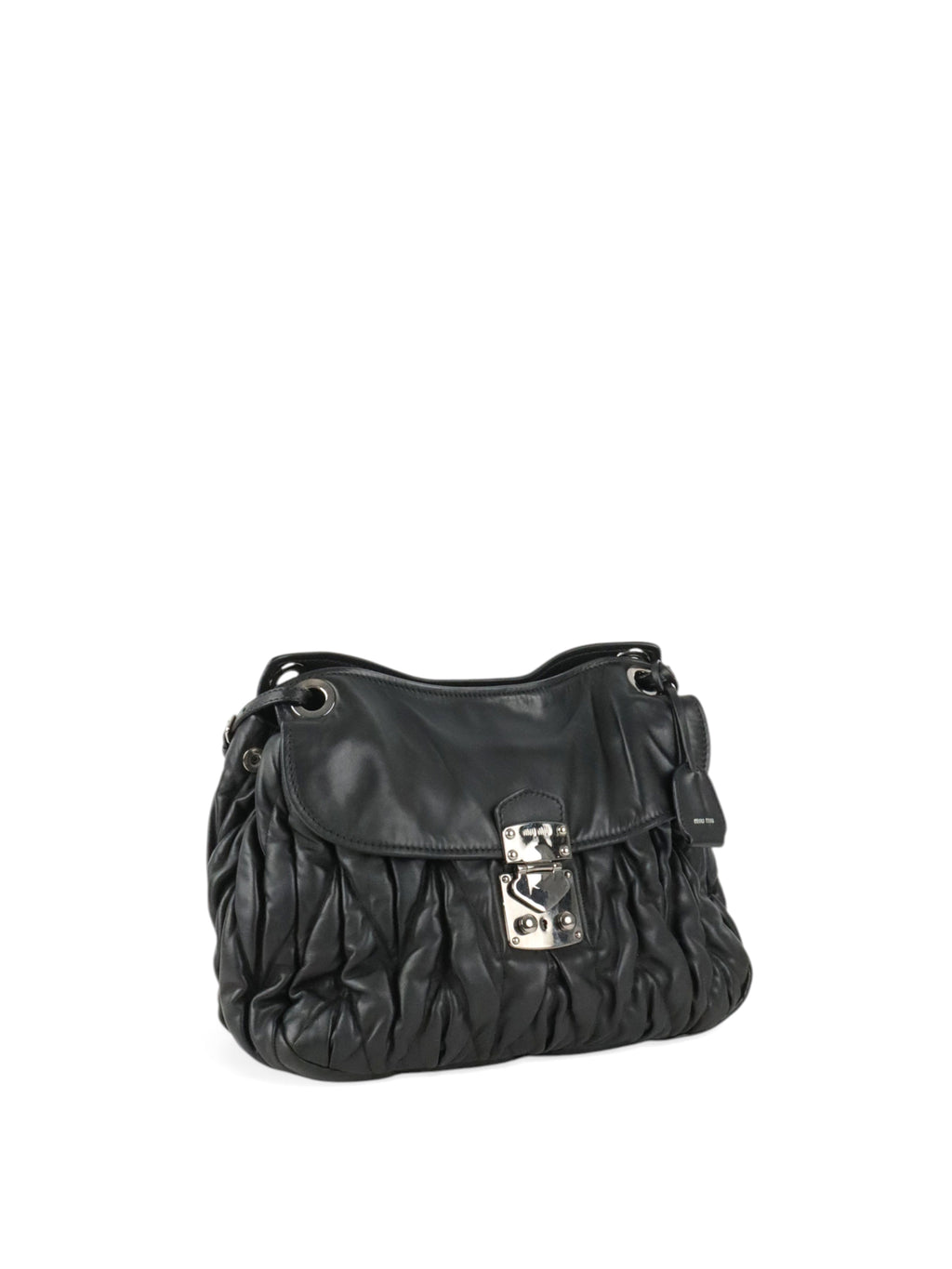 Miu Miu Black Matelasse Nappa Leather Shoulder Bag
