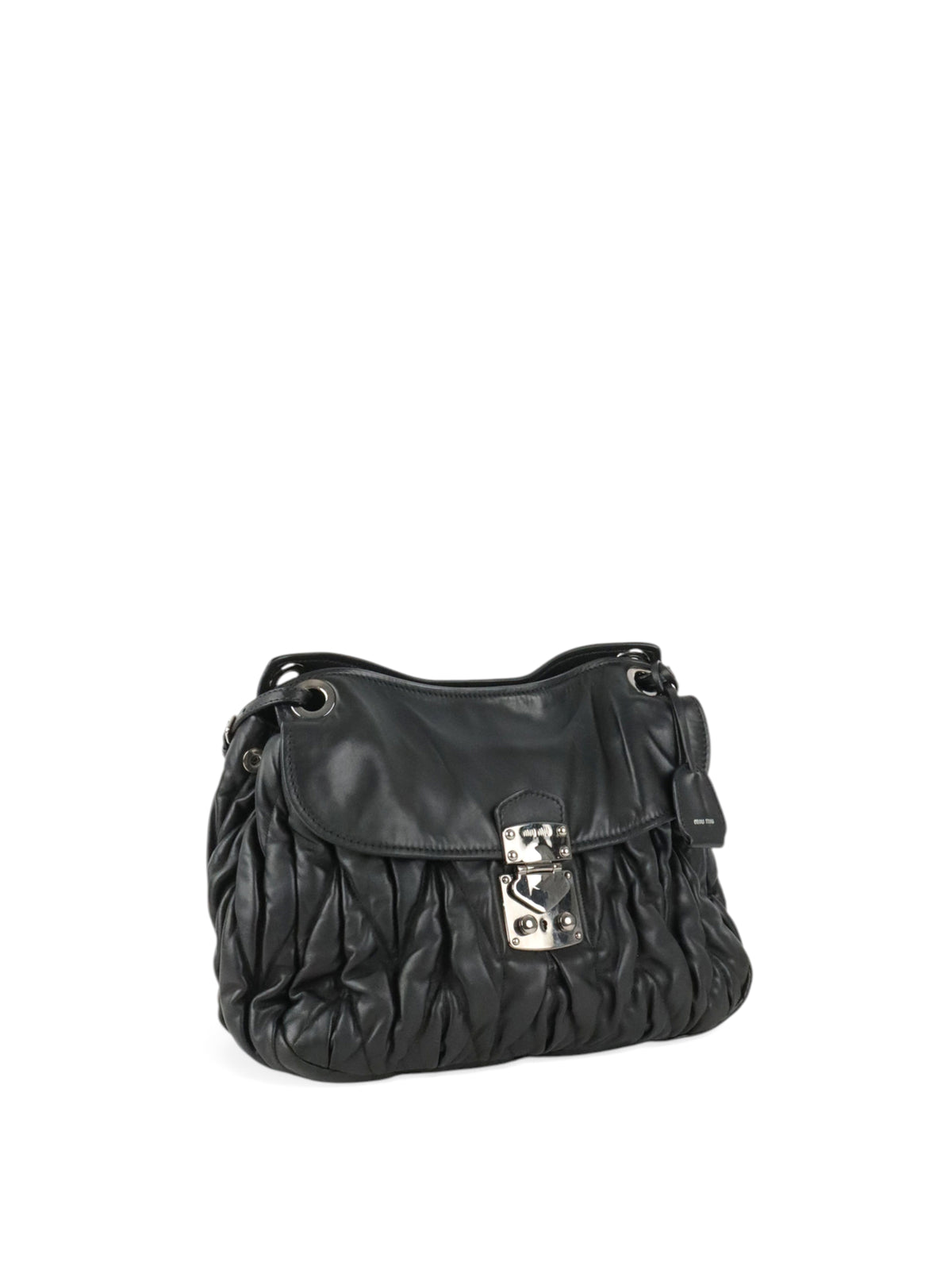 Miu Miu Black Matelasse Nappa Leather Shoulder Bag