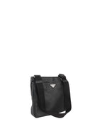 Prada Black Leather Messenger Bag.