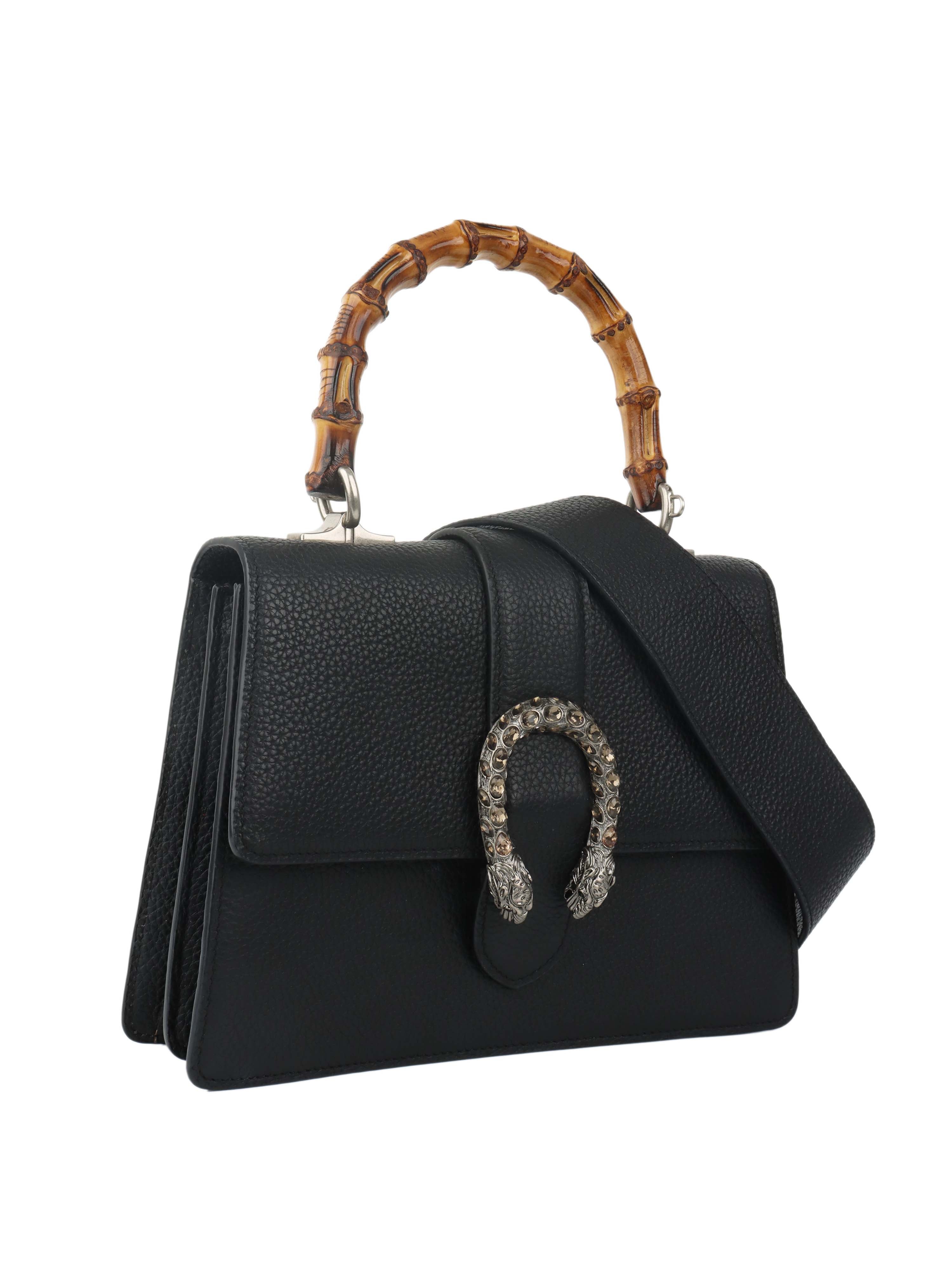 Gucci Black Dionysus bag with bamboo handle.