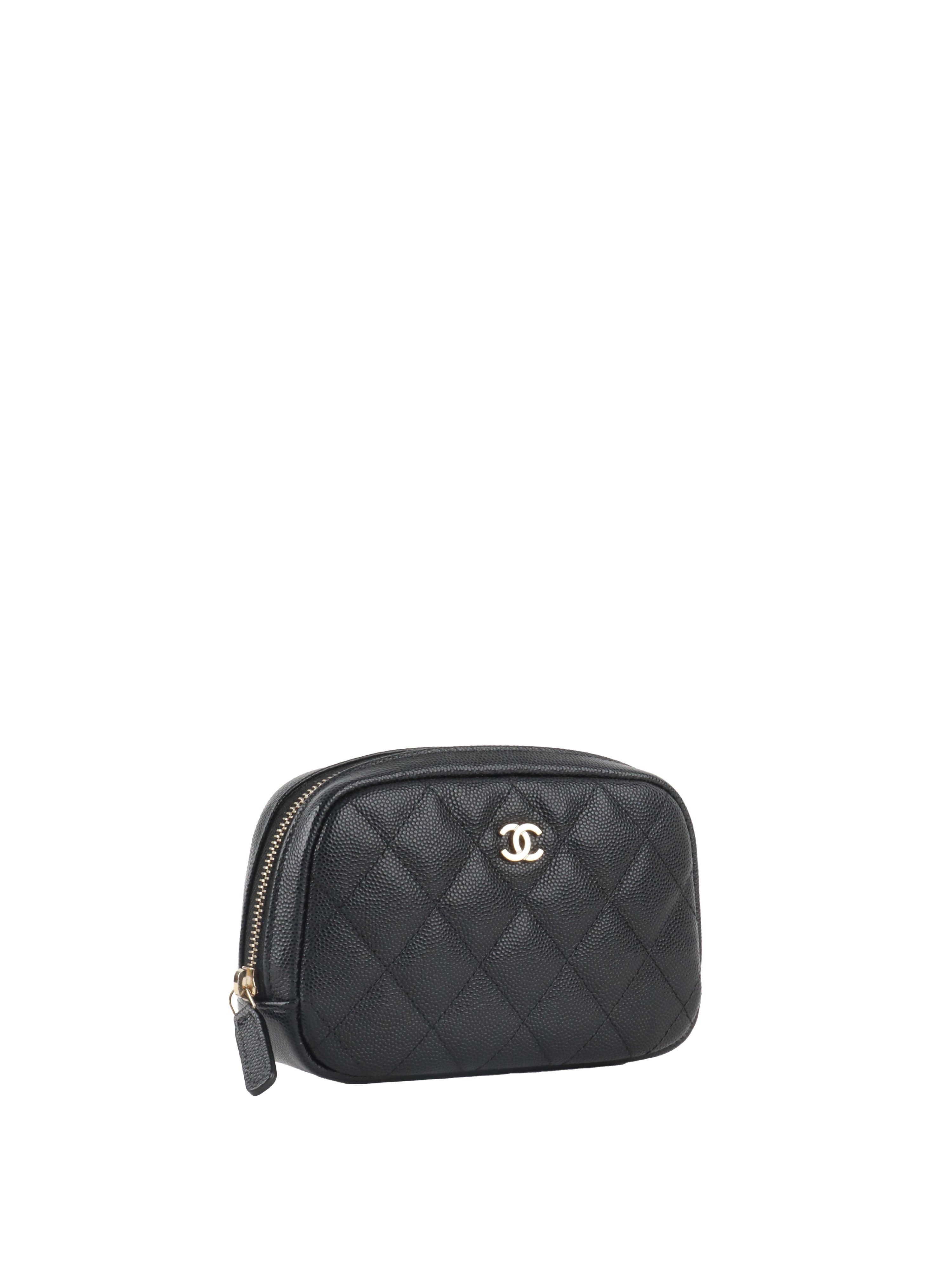 Chanel Small Black Caviar Quilted Cosmetic Pouch