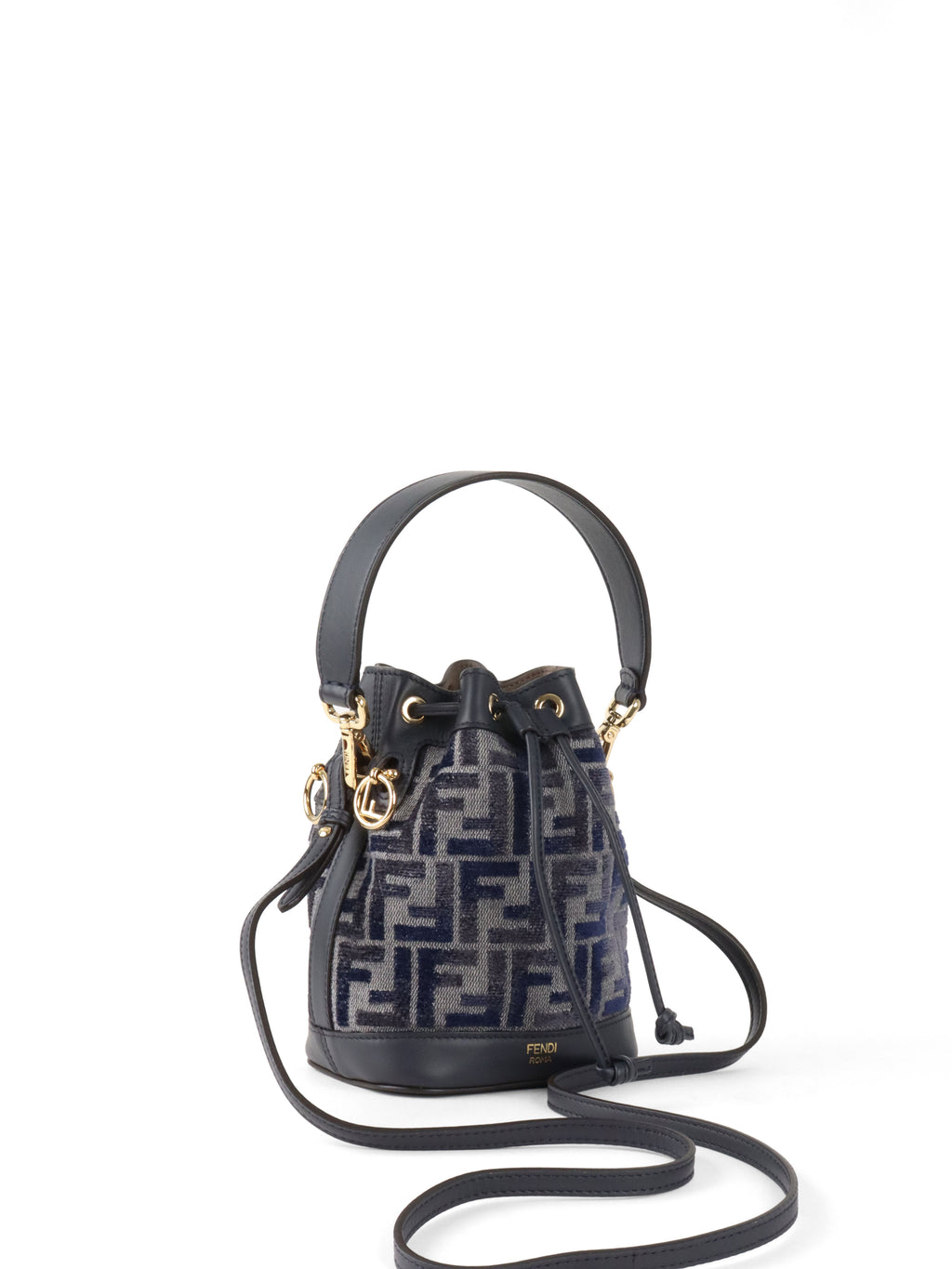 Fendi Mini Navy Fabric Mon Tresor Bucket Bag