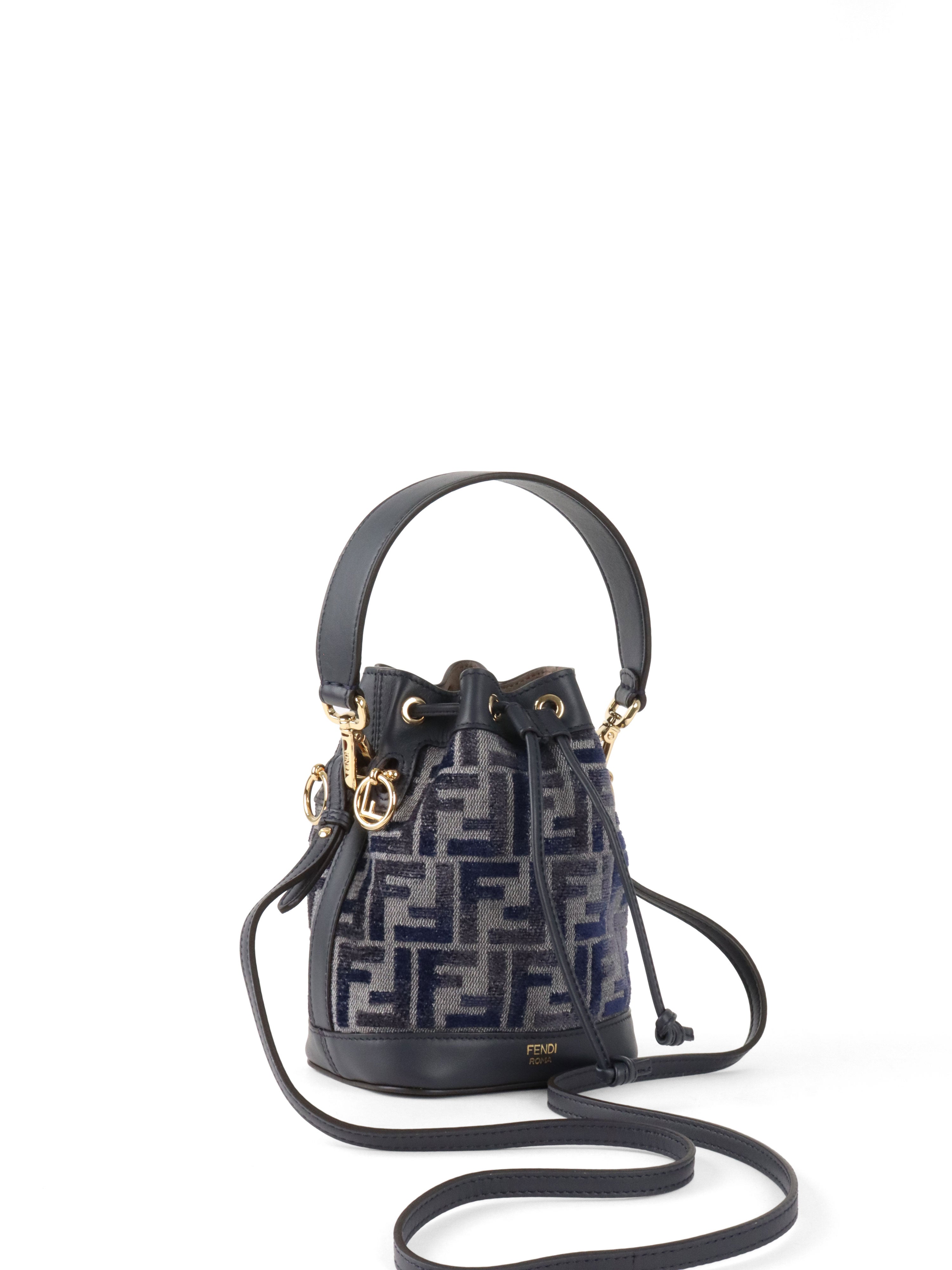 Fendi Mini Navy Fabric Mon Tresor Bucket Bag