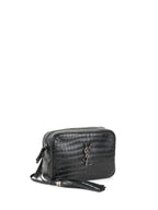 Saint Laurent Black Croc Embossed Camera Lou Bag