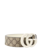 Gucci White GG Buckle Wide Belt.