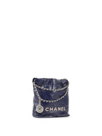 Chanel Mini 22 Navy Shiny Calfskin Quilted Bag
