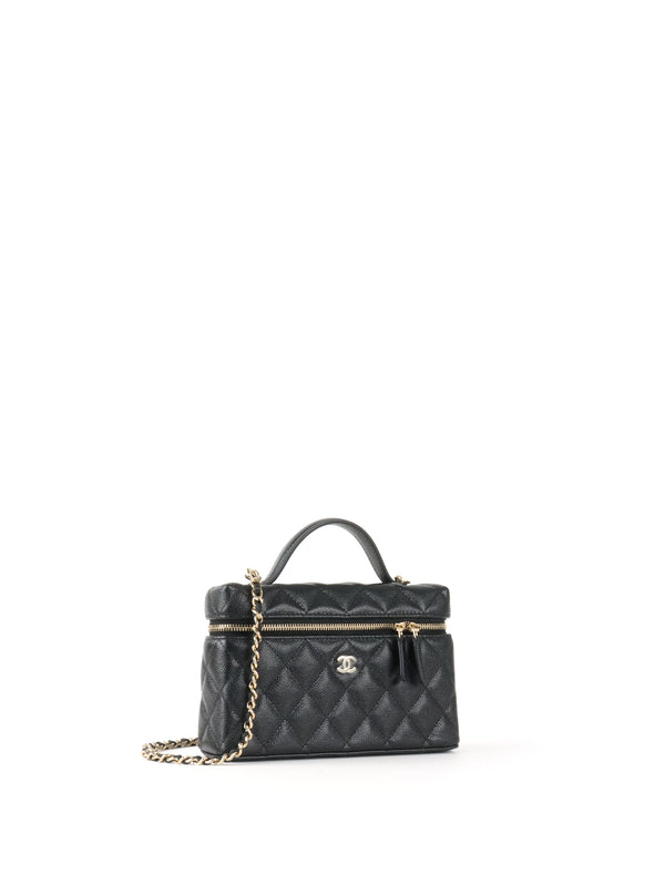 Chanel Black Caviar Classic Vanity With Chain