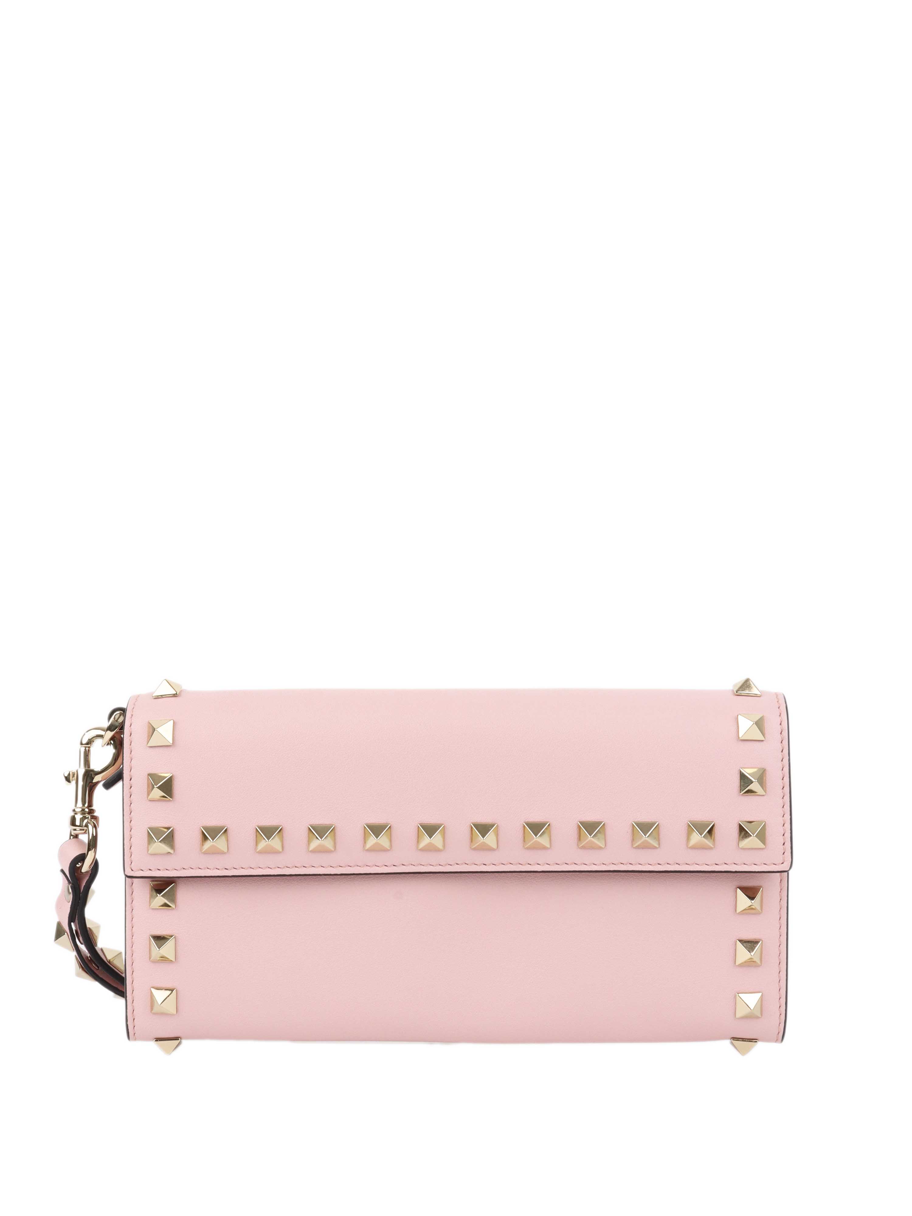 Valentino Pink Rockstud Wallet with Wristlet.