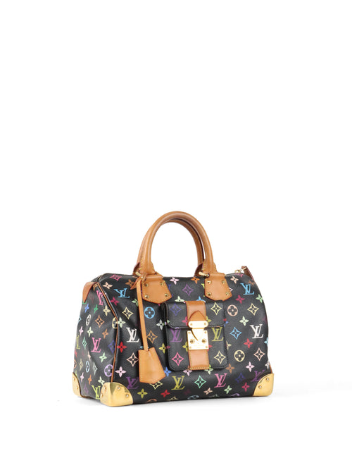 Louis Vuitton x Takashi Murakami Limited Edition Black Monogram Multicolor Speedy 30