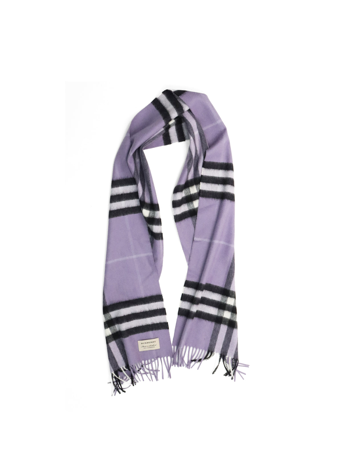 Burberry Light Purple Check Cashmere Scarf