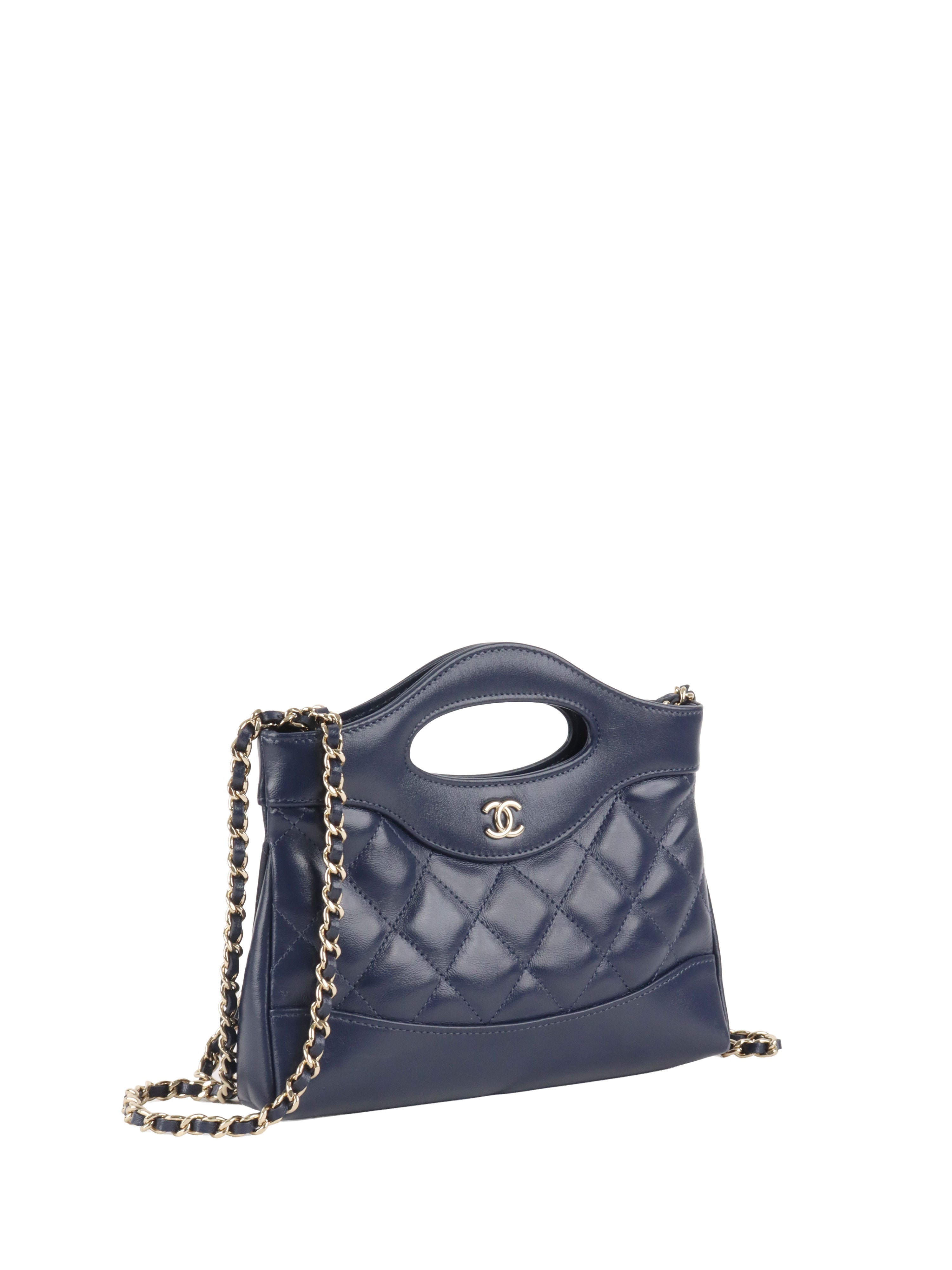 Chanel Nano 31 Navy Quilted Lambskin Bag LGHW.