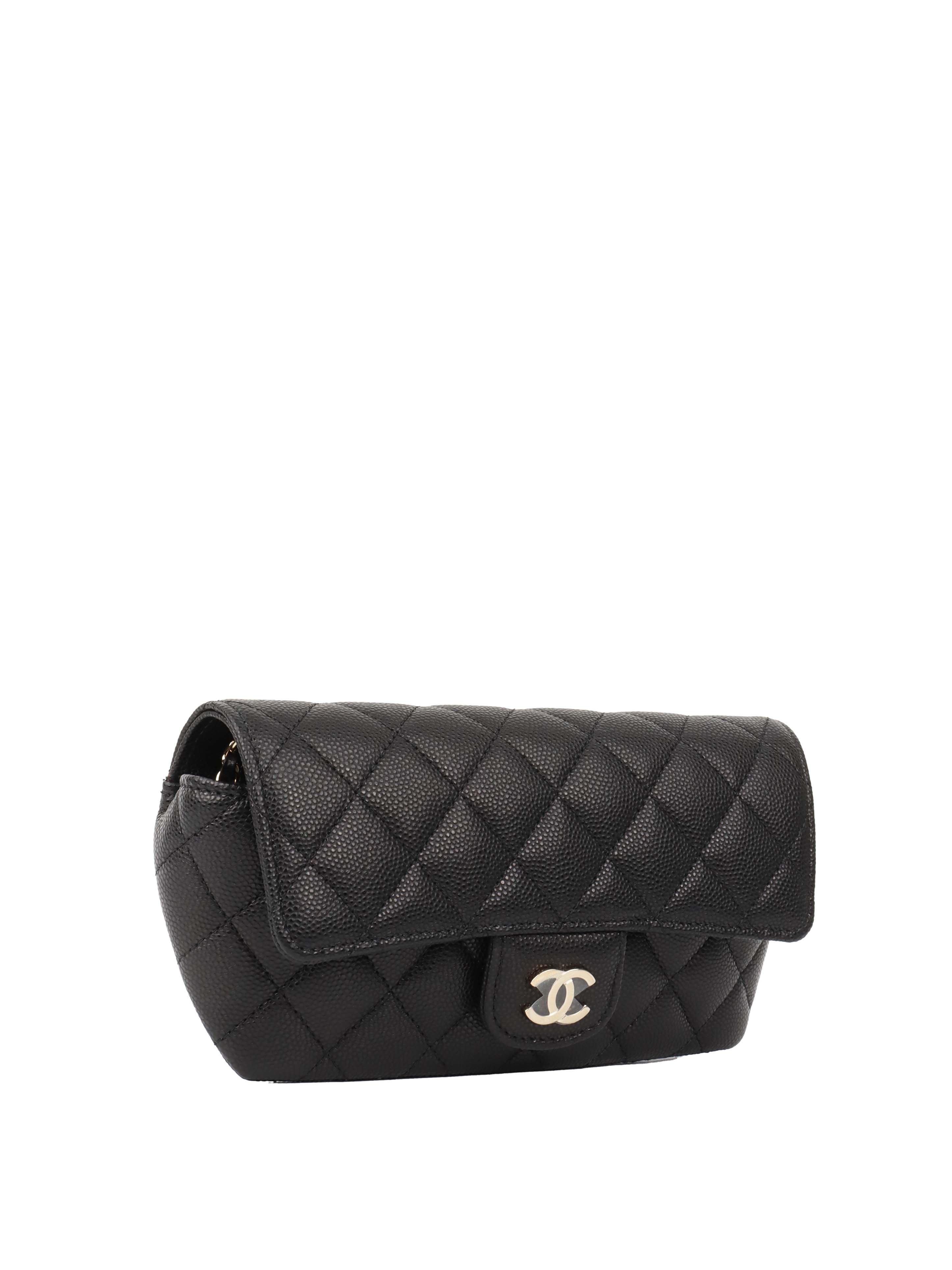 Chanel Black Caviar Glasses Case Chain Bag.