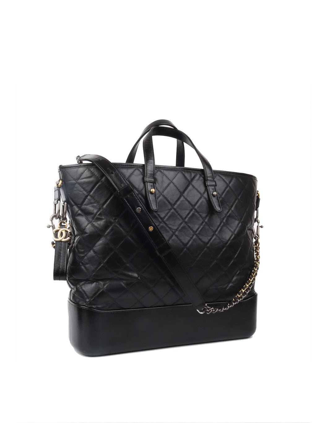 Chanel Black Gabrielle Top Handle Top Gold And Silver