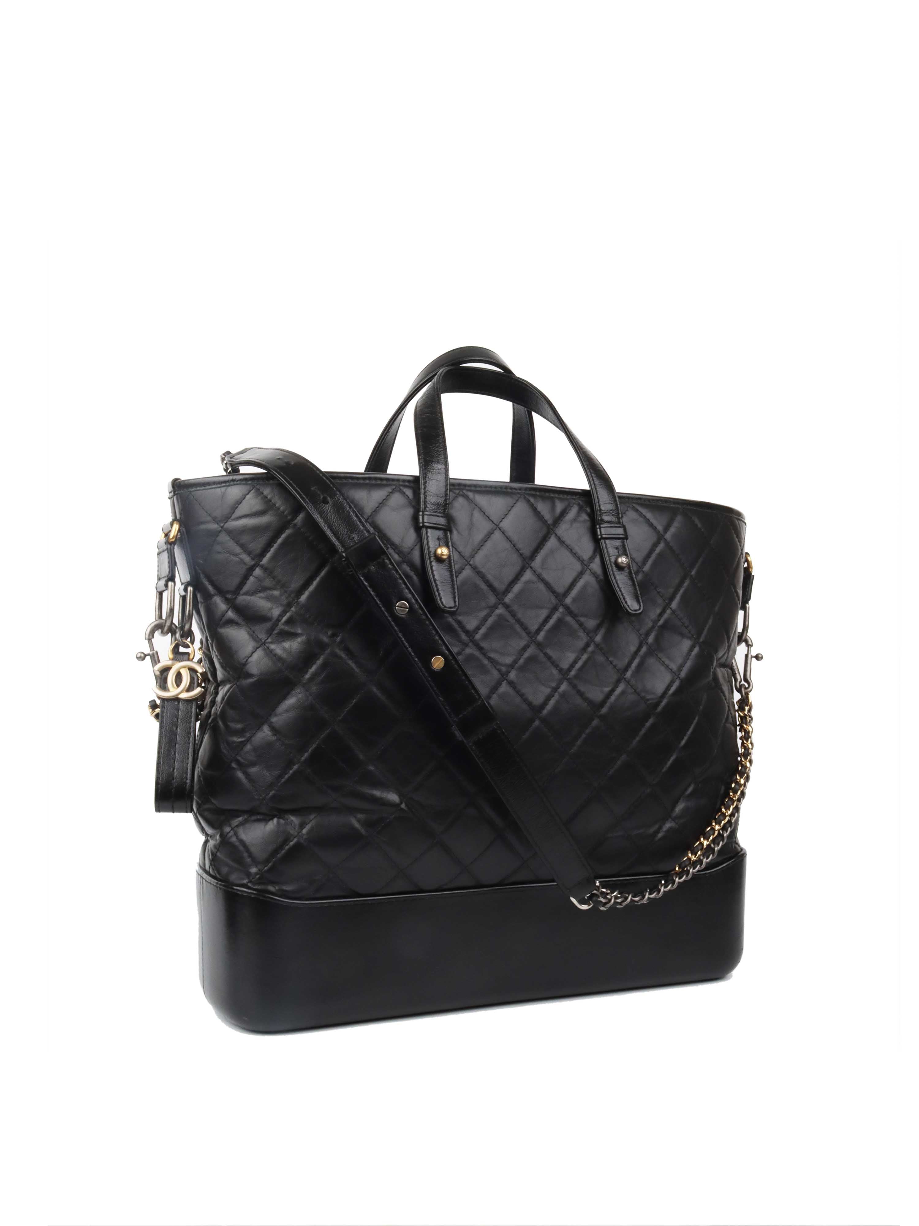 Chanel Black Gabrielle Top Handle Top Gold And Silver