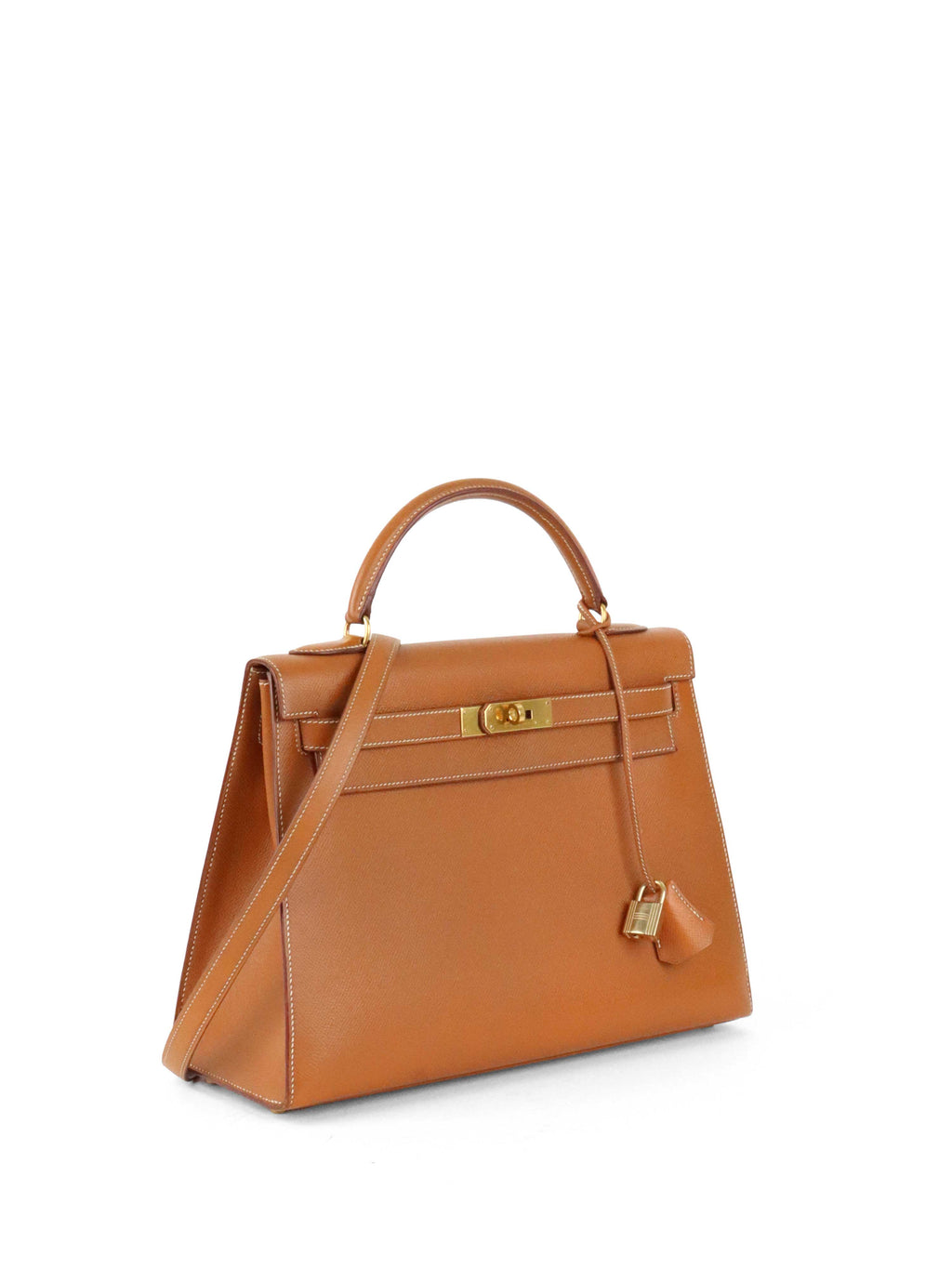 Hermes Vintage Kelly 32  Gold Courchevel GHW Circle W