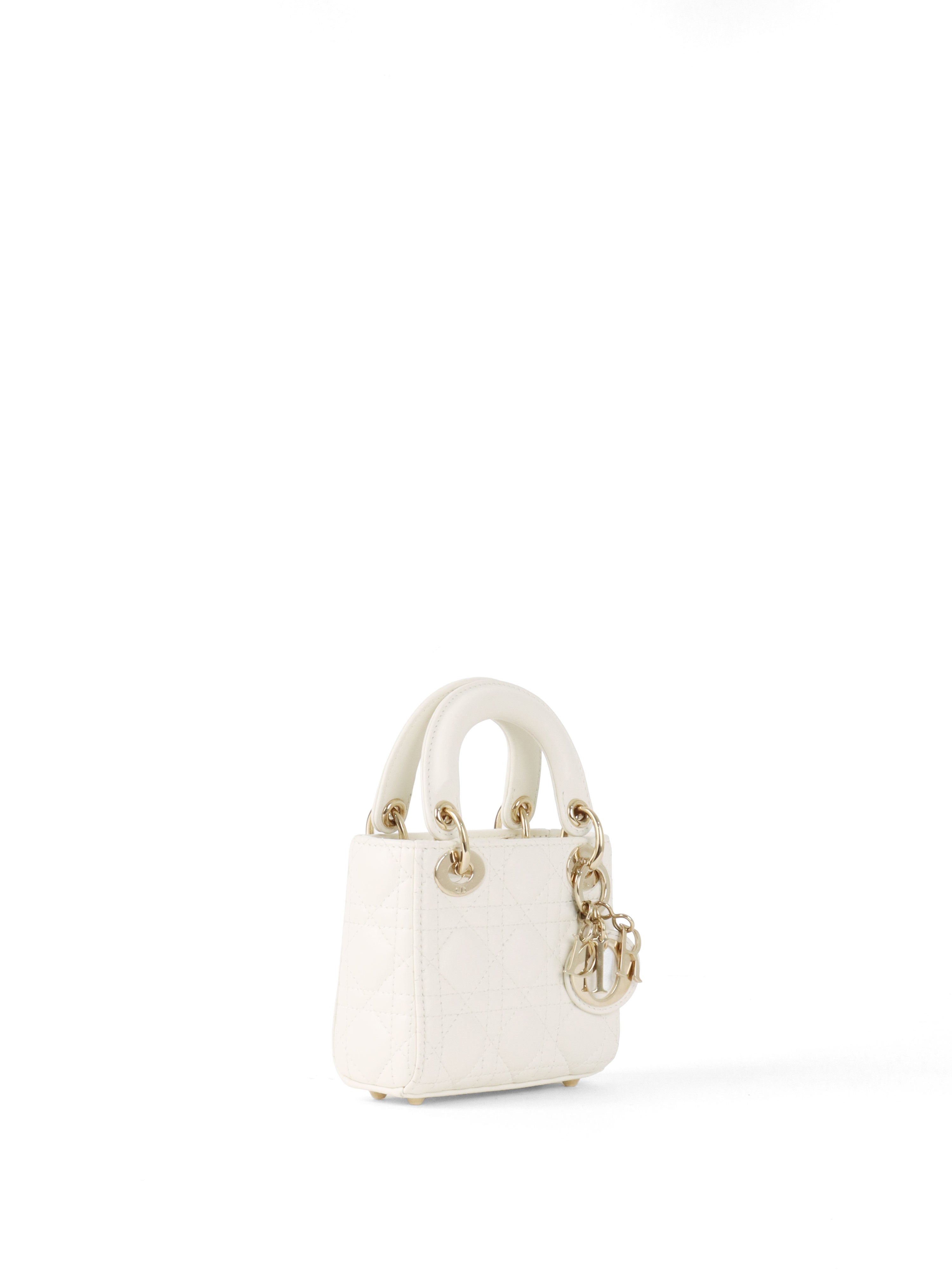 Dior White Micro Lady Dior Bag.