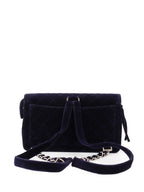 Chanel Vintage Navy Velvet Classic Flap Backpack.