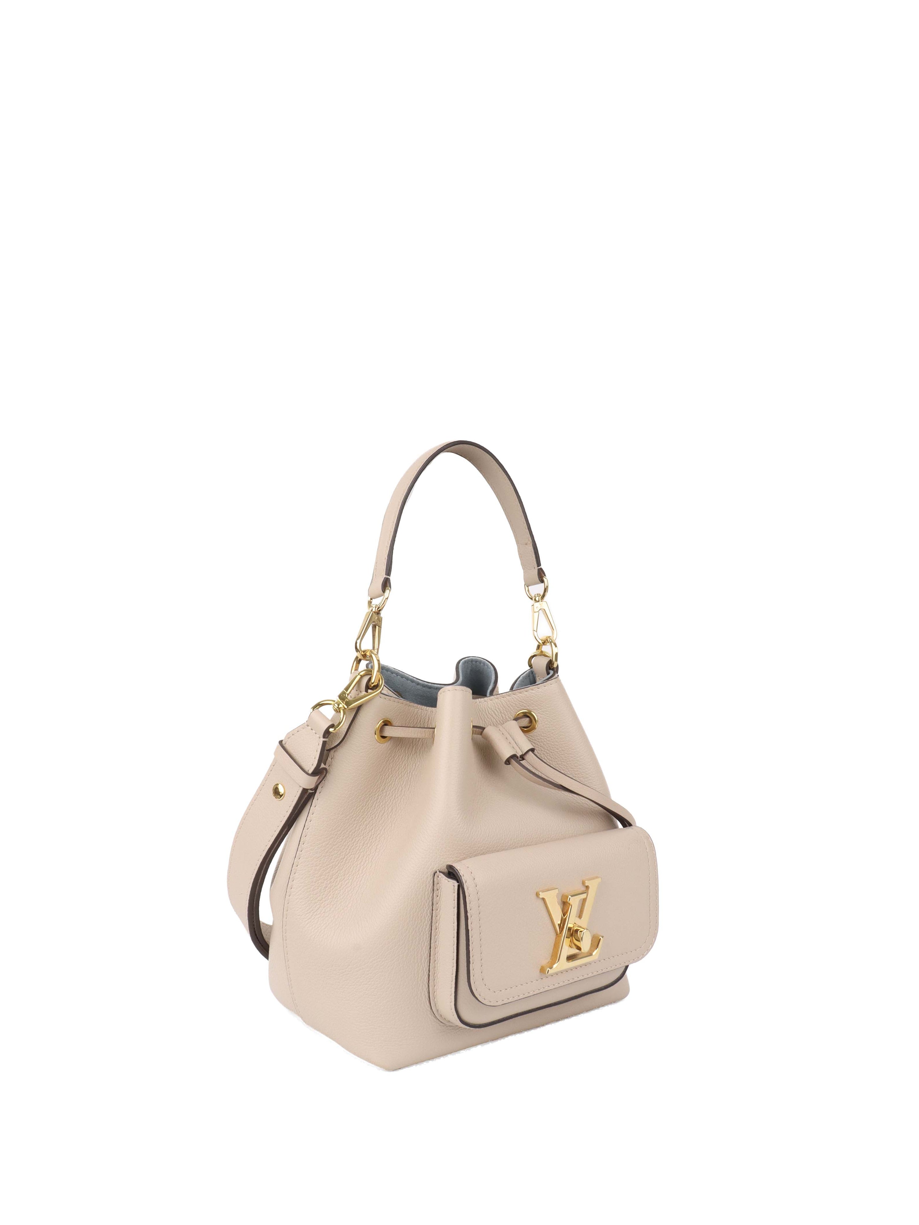 Louis Vuitton Beige Lockme Bucket Bag.