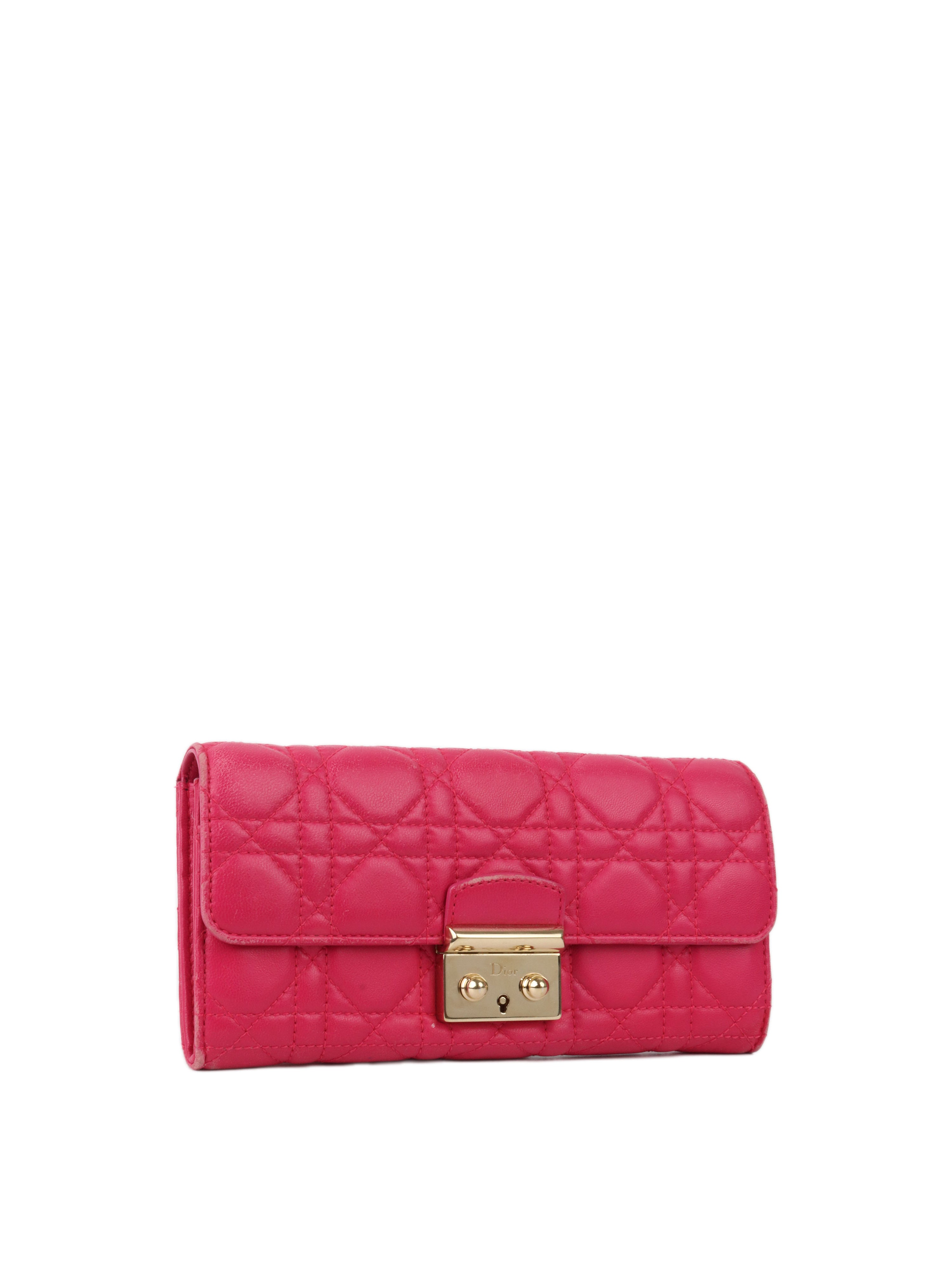 Pink Quilted Dior Long Wallet.