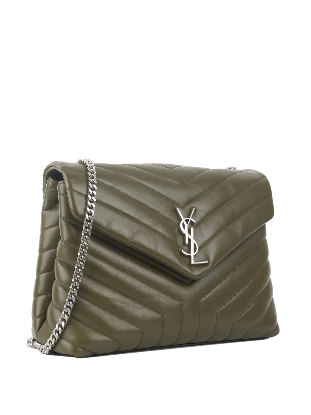 Saint Laurent Khaki Medium Loulou Bag.