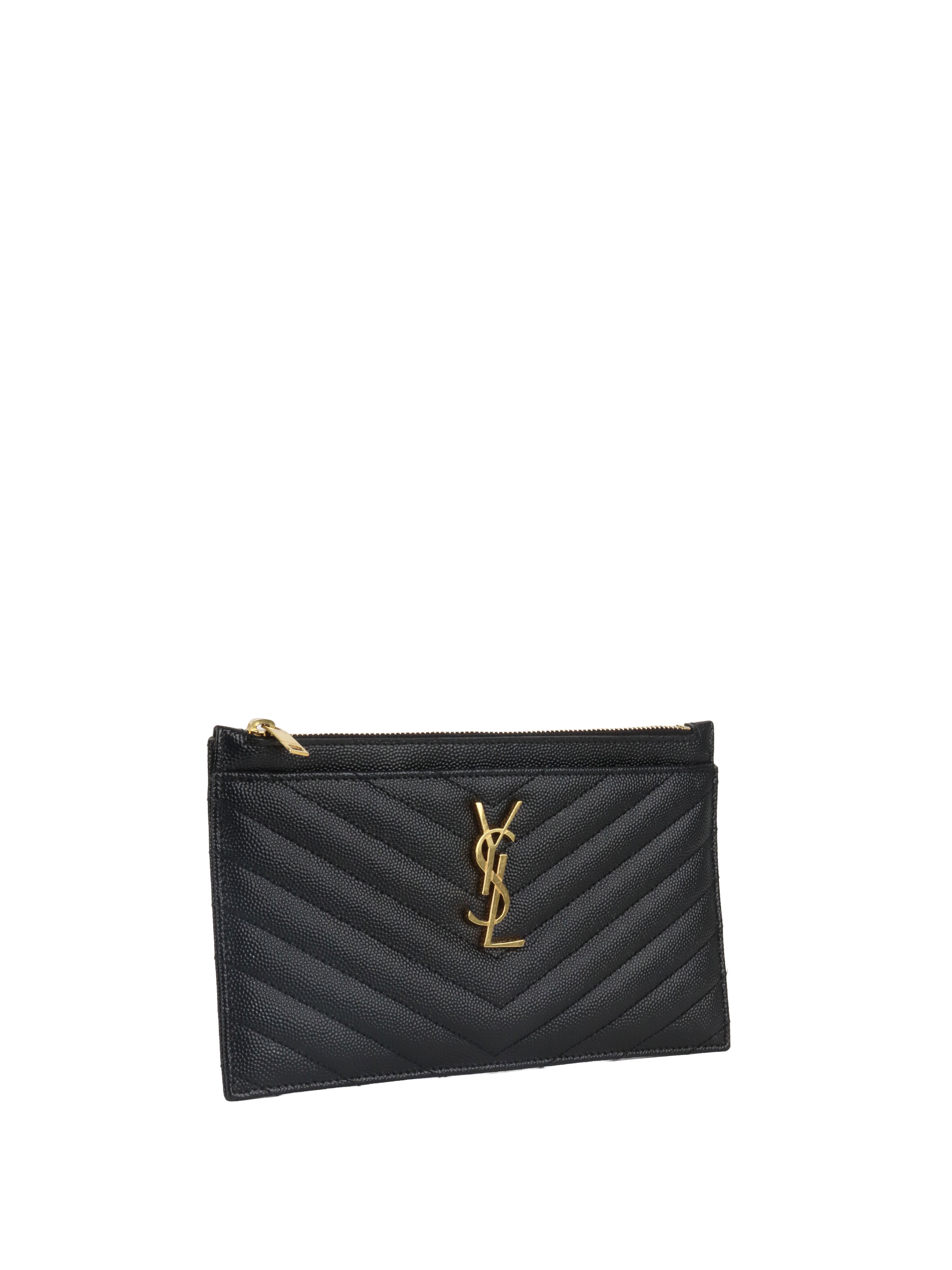Saint Laurent Black Chevron Bill Pouch.