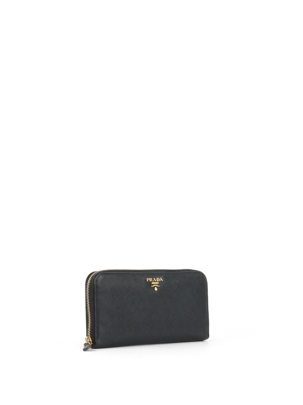 Prada Black Large Saffiano Zip Wallet