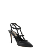 Valentino All Black Rockstud Ankle Strap Pump.