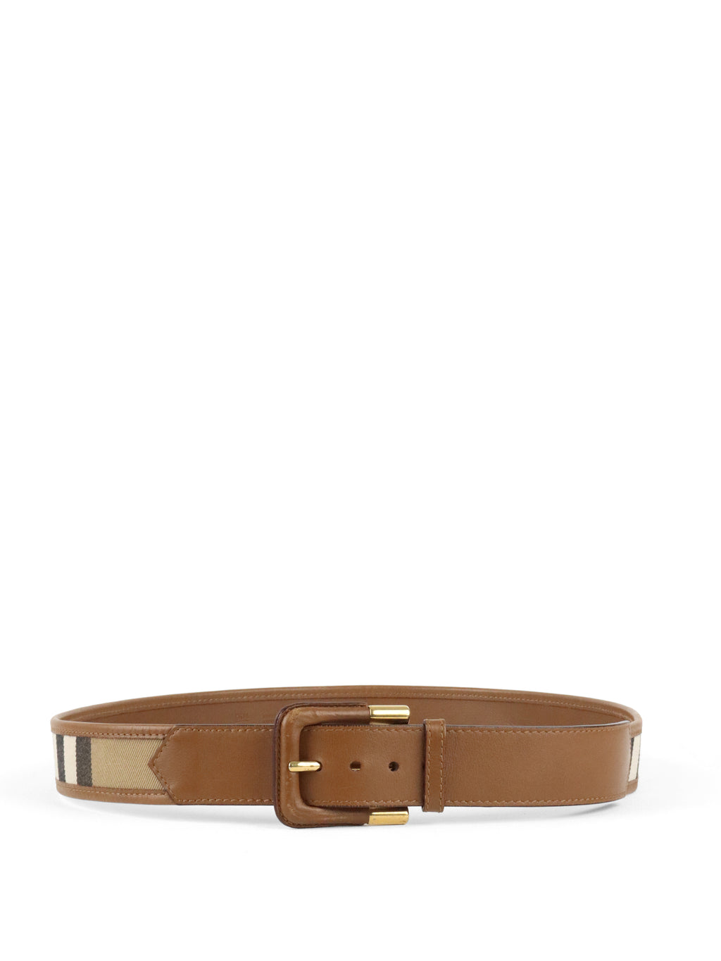 Burberry Brown/Beige Nova Check Canvas And Leather Belt