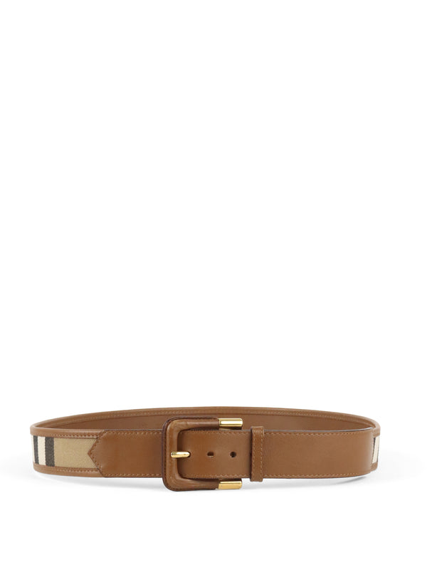Burberry Brown/Beige Nova Check Canvas And Leather Belt